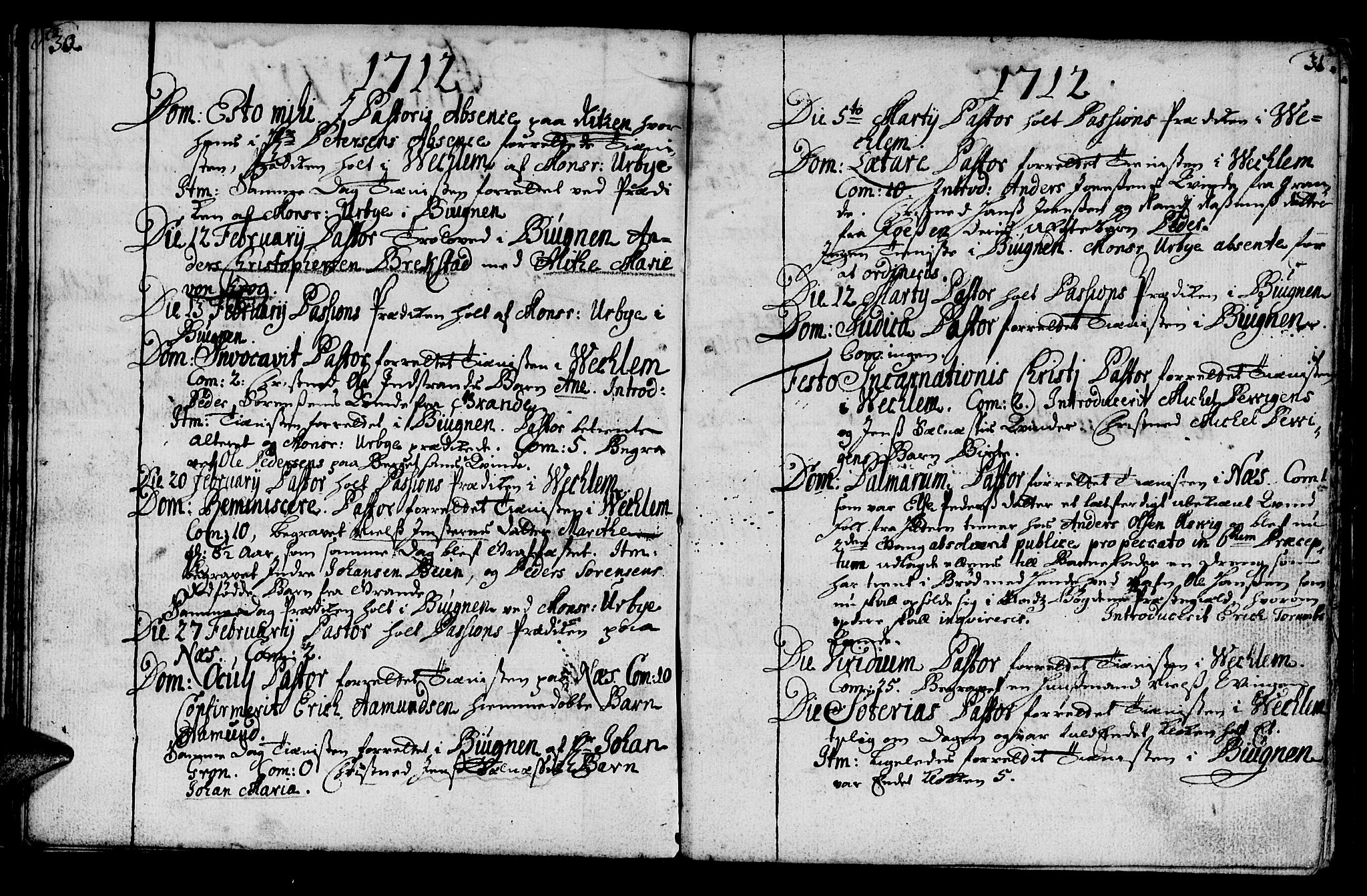 Ministerialprotokoller, klokkerbøker og fødselsregistre - Sør-Trøndelag, SAT/A-1456/659/L0731: Parish register (official) no. 659A01, 1709-1731, p. 30-31