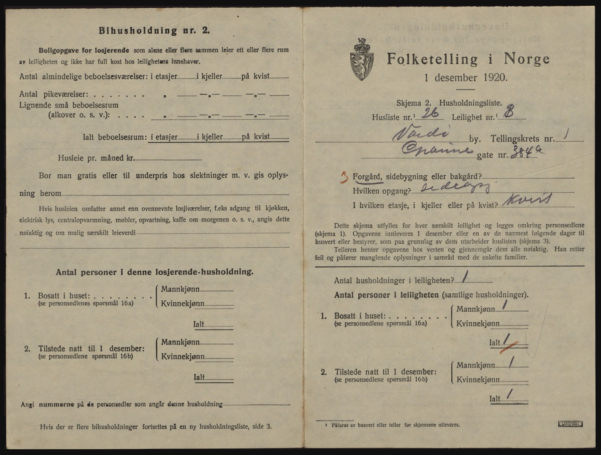 SATØ, 1920 census for Vardø, 1920, p. 1045