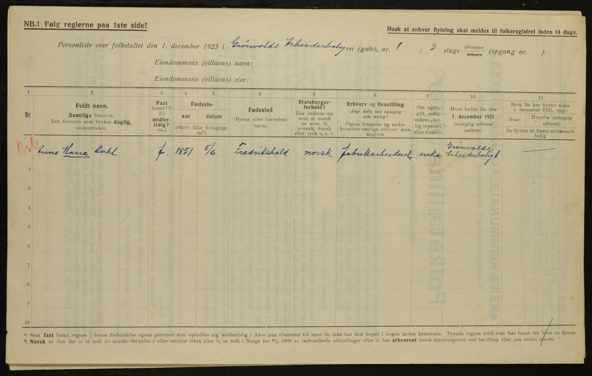 , Municipal Census 1923 for Aker, 1923, p. 31968