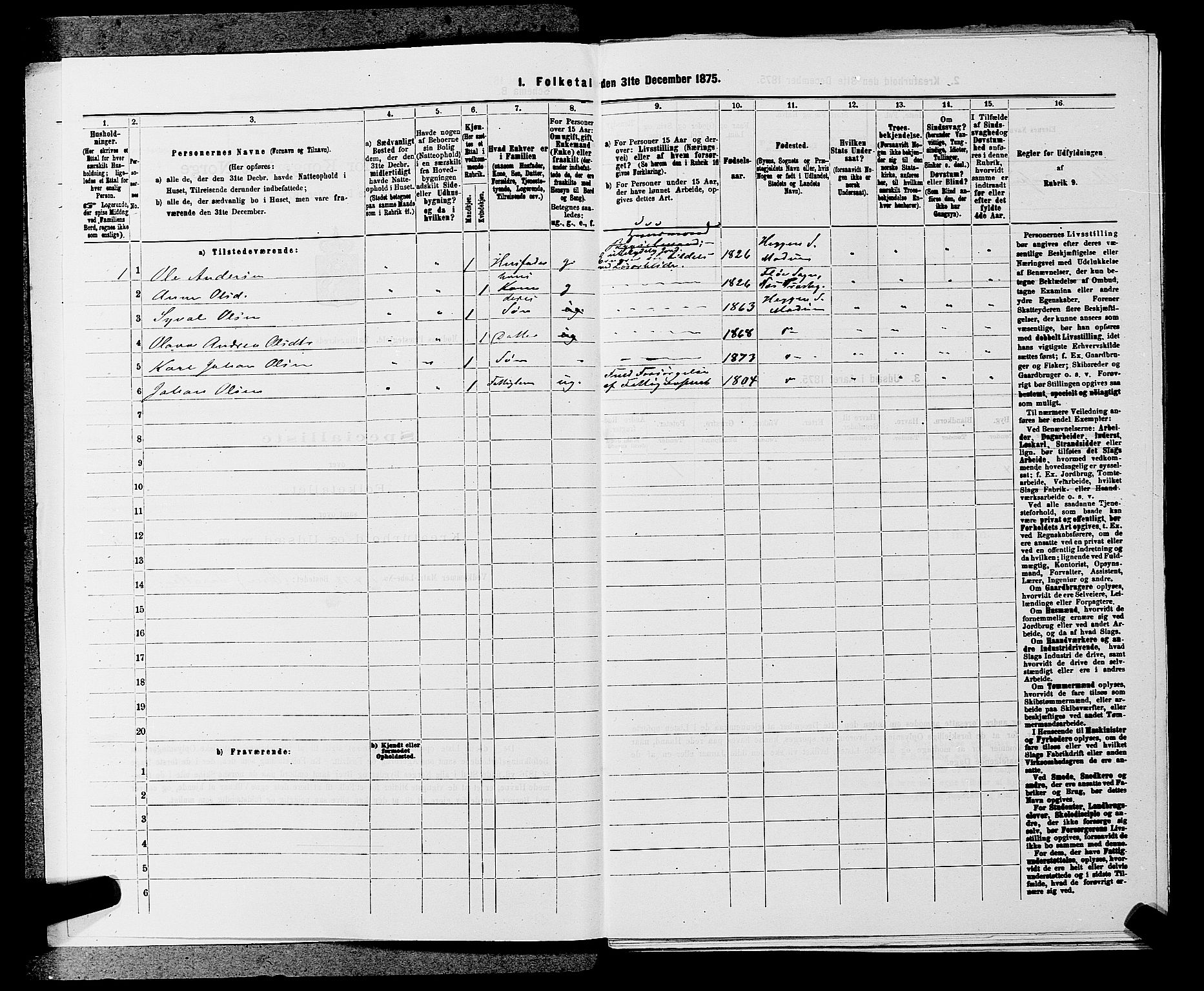 SAKO, 1875 census for 0623P Modum, 1875, p. 434