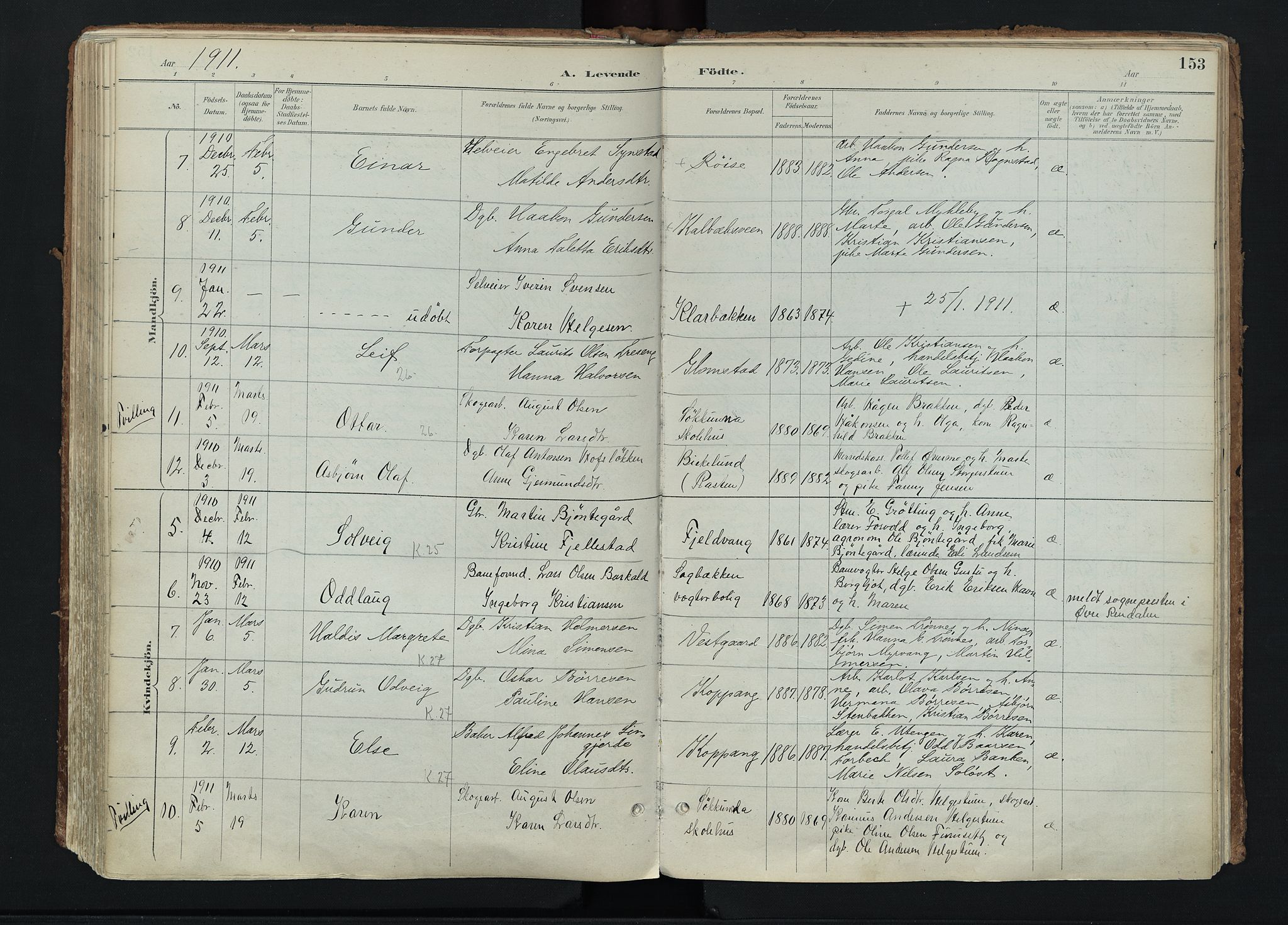 Stor-Elvdal prestekontor, SAH/PREST-052/H/Ha/Haa/L0004: Parish register (official) no. 4, 1890-1922, p. 153