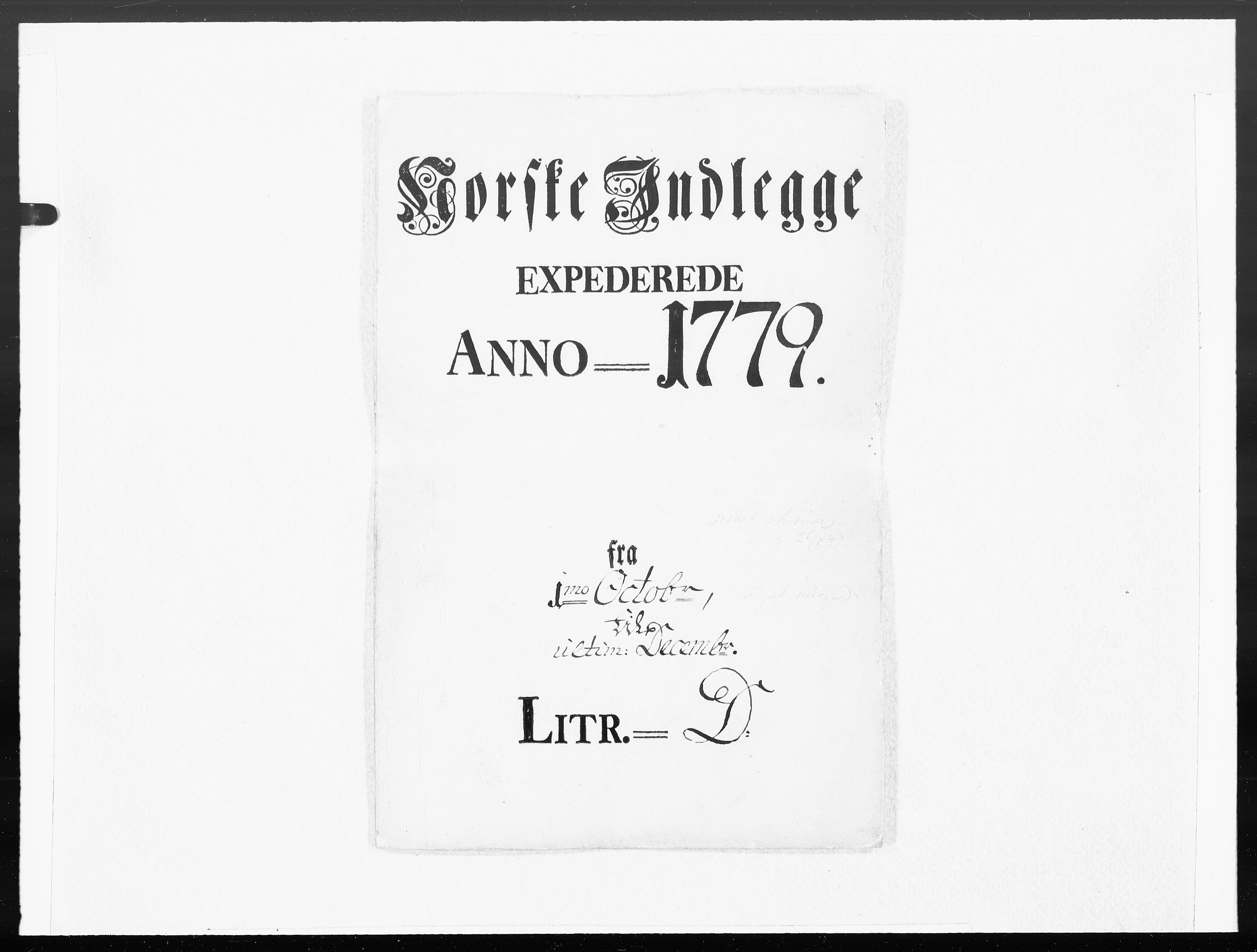 Danske Kanselli 1572-1799, RA/EA-3023/F/Fc/Fcc/Fcca/L0233: Norske innlegg 1572-1799, 1779, p. 1