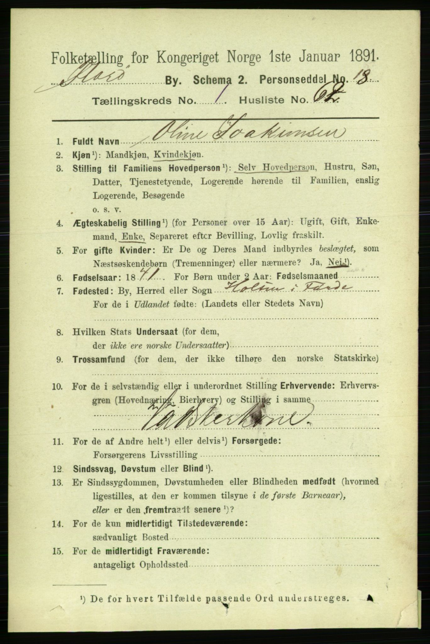 RA, 1891 census for 1401 Florø, 1891, p. 840