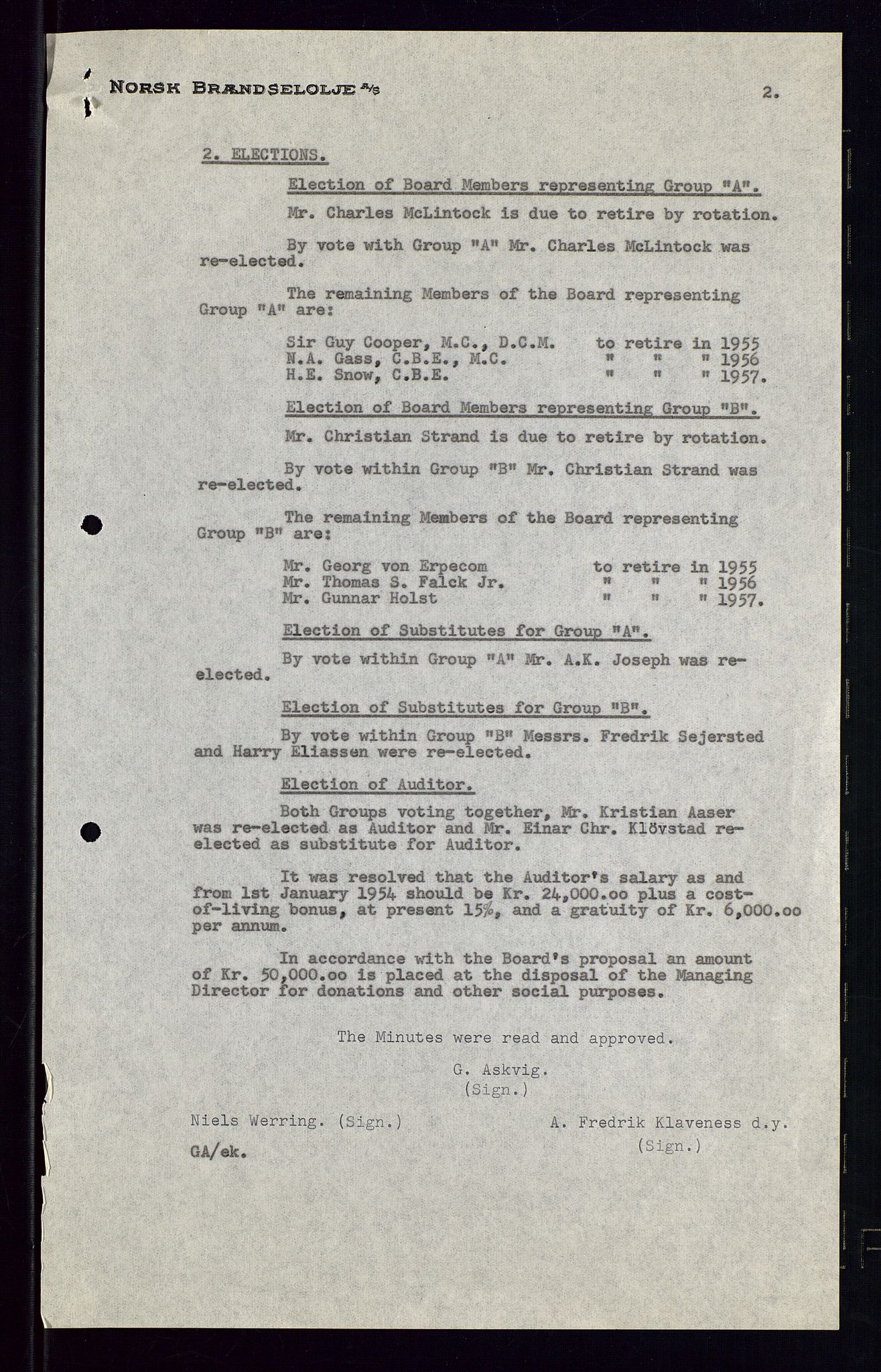 PA 1544 - Norsk Brændselolje A/S, AV/SAST-A-101965/1/A/Aa/L0007/0001: Generalforsamling / Ekstraordinær generalforsamling 1953, generalforsamling 1954, 1953-1954, p. 78