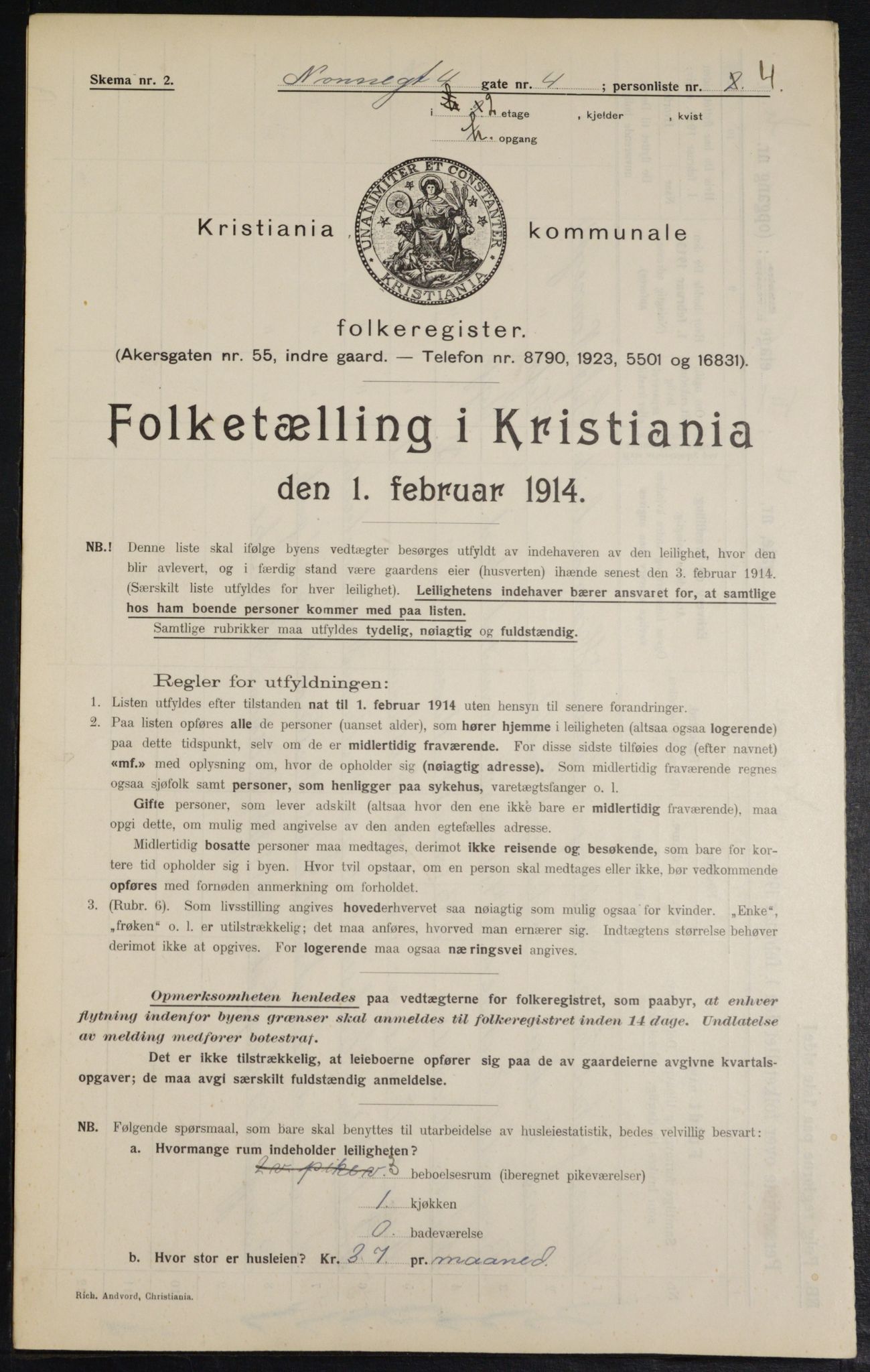 OBA, Municipal Census 1914 for Kristiania, 1914, p. 71390
