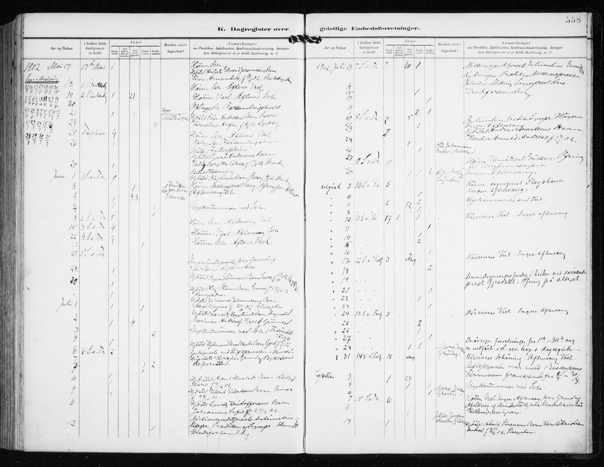 Tromsø sokneprestkontor/stiftsprosti/domprosti, AV/SATØ-S-1343/G/Ga/L0016kirke: Parish register (official) no. 16, 1899-1906, p. 558