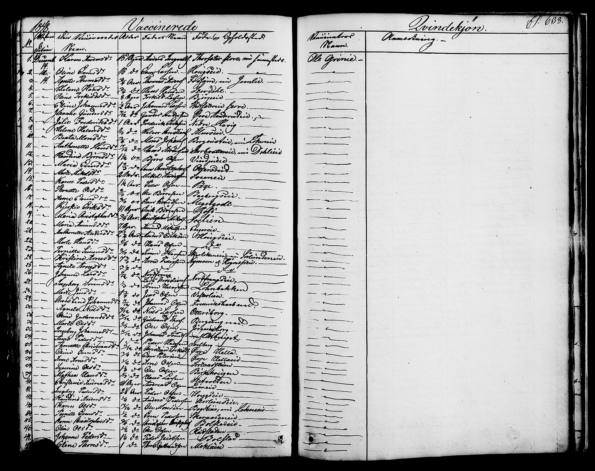 Ringsaker prestekontor, SAH/PREST-014/K/Ka/L0008: Parish register (official) no. 8, 1837-1850, p. 638