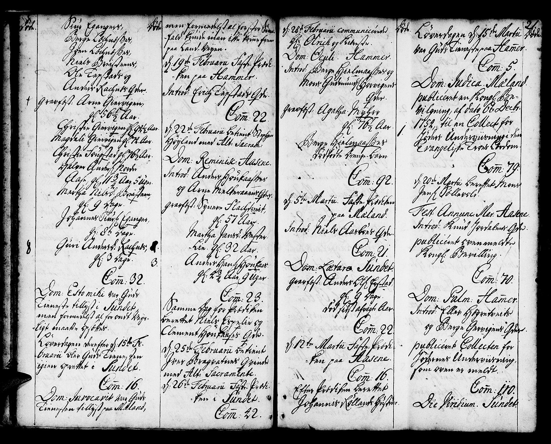 Hamre sokneprestembete, SAB/A-75501/H/Ha/Haa/Haaa/L0006: Parish register (official) no. A 6, 1750-1761, p. 21