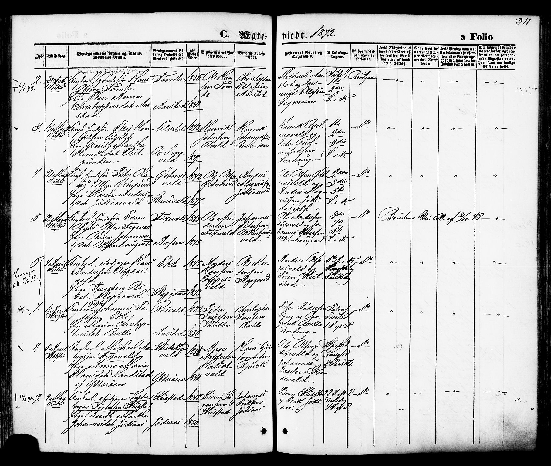 Ministerialprotokoller, klokkerbøker og fødselsregistre - Nord-Trøndelag, SAT/A-1458/723/L0242: Parish register (official) no. 723A11, 1870-1880, p. 311