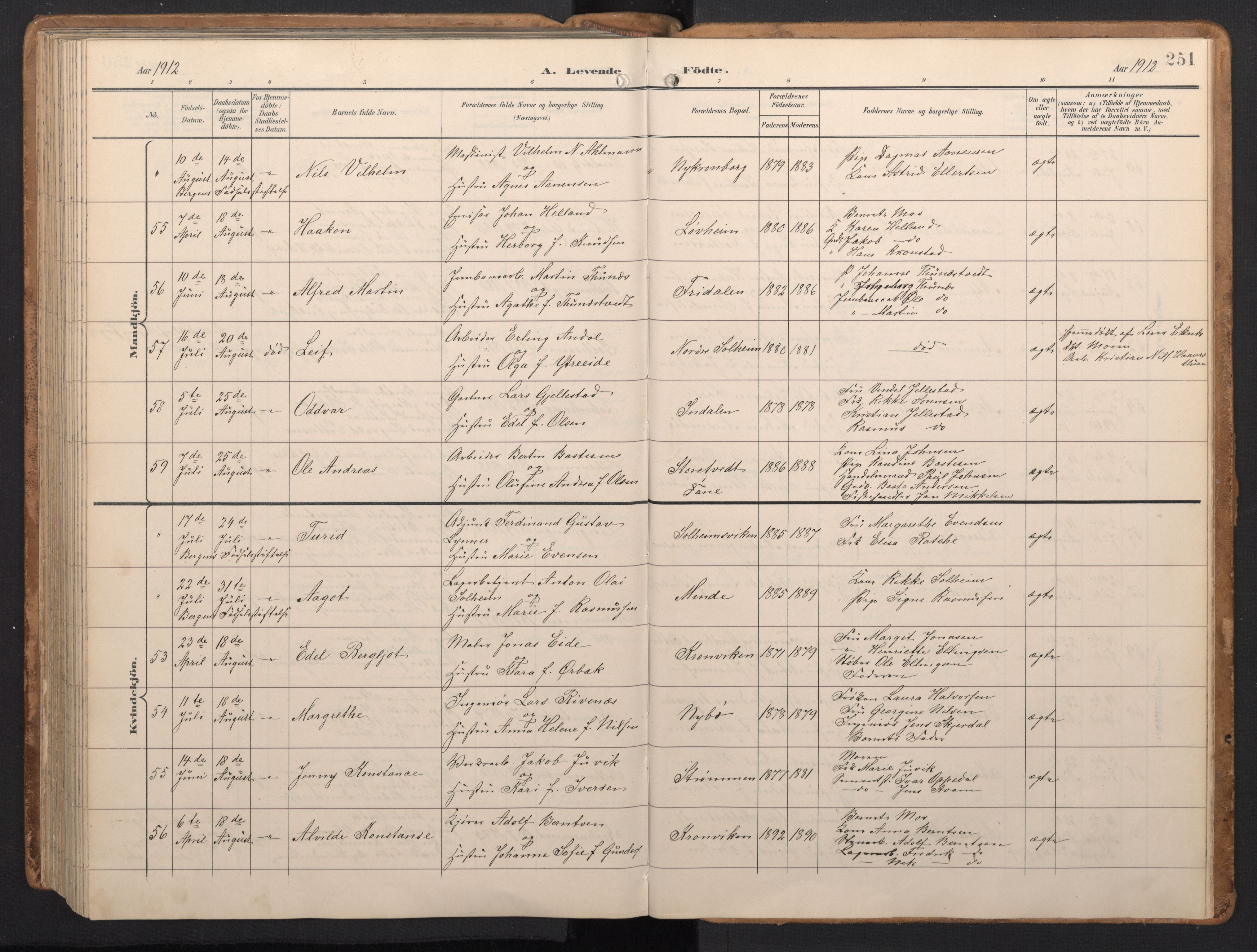 Årstad Sokneprestembete, AV/SAB-A-79301/H/Hab/L0002: Parish register (copy) no. A 2, 1896-1912, p. 250b-251a