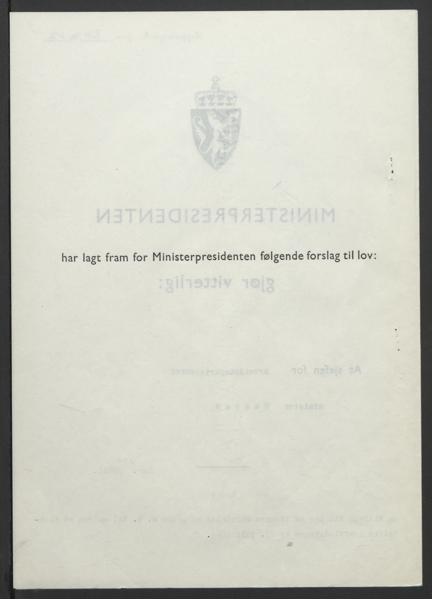 NS-administrasjonen 1940-1945 (Statsrådsekretariatet, de kommisariske statsråder mm), RA/S-4279/D/Db/L0099: Lover, 1943, p. 609