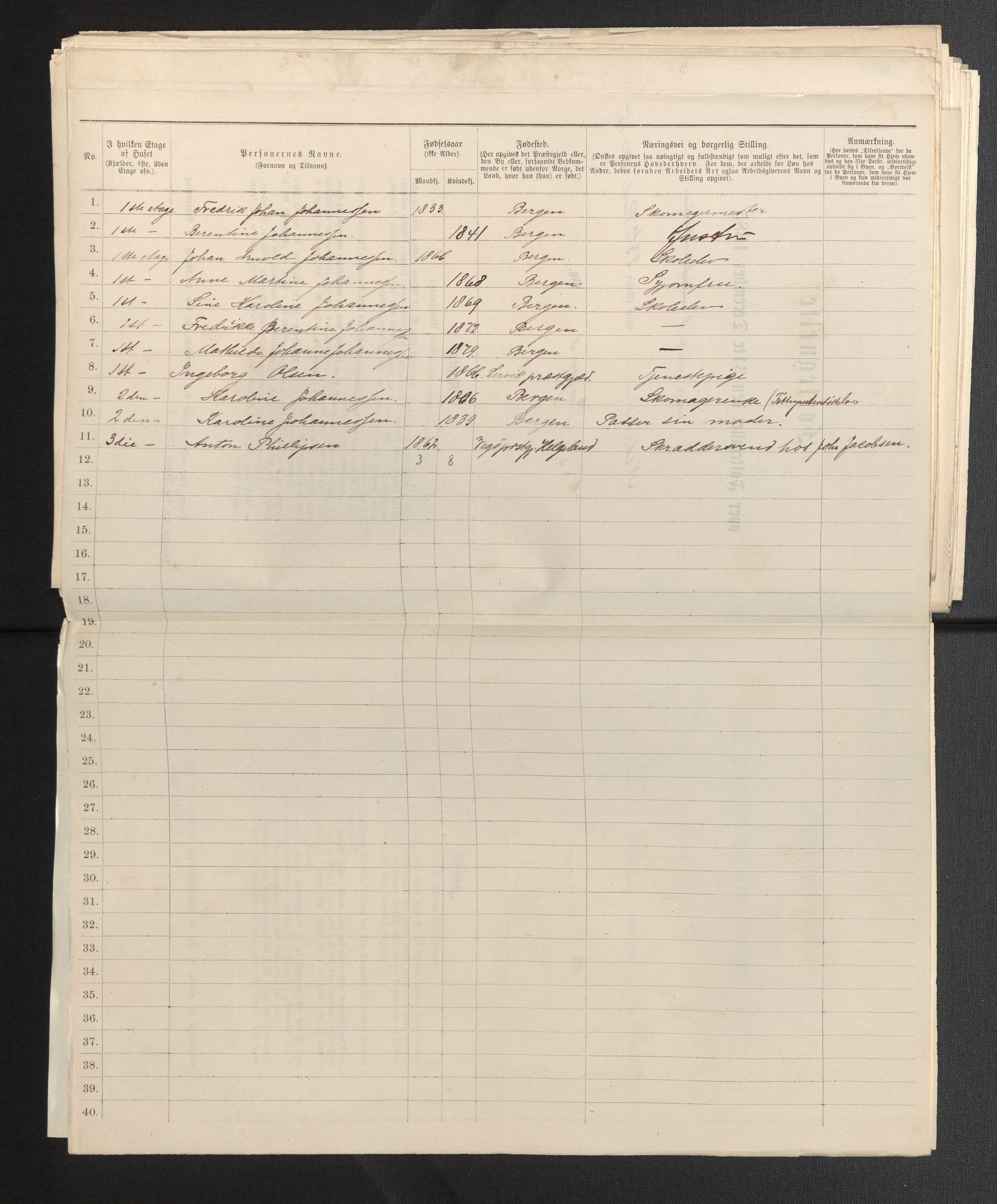 SAB, 1885 census for 1301 Bergen, 1885, p. 6829