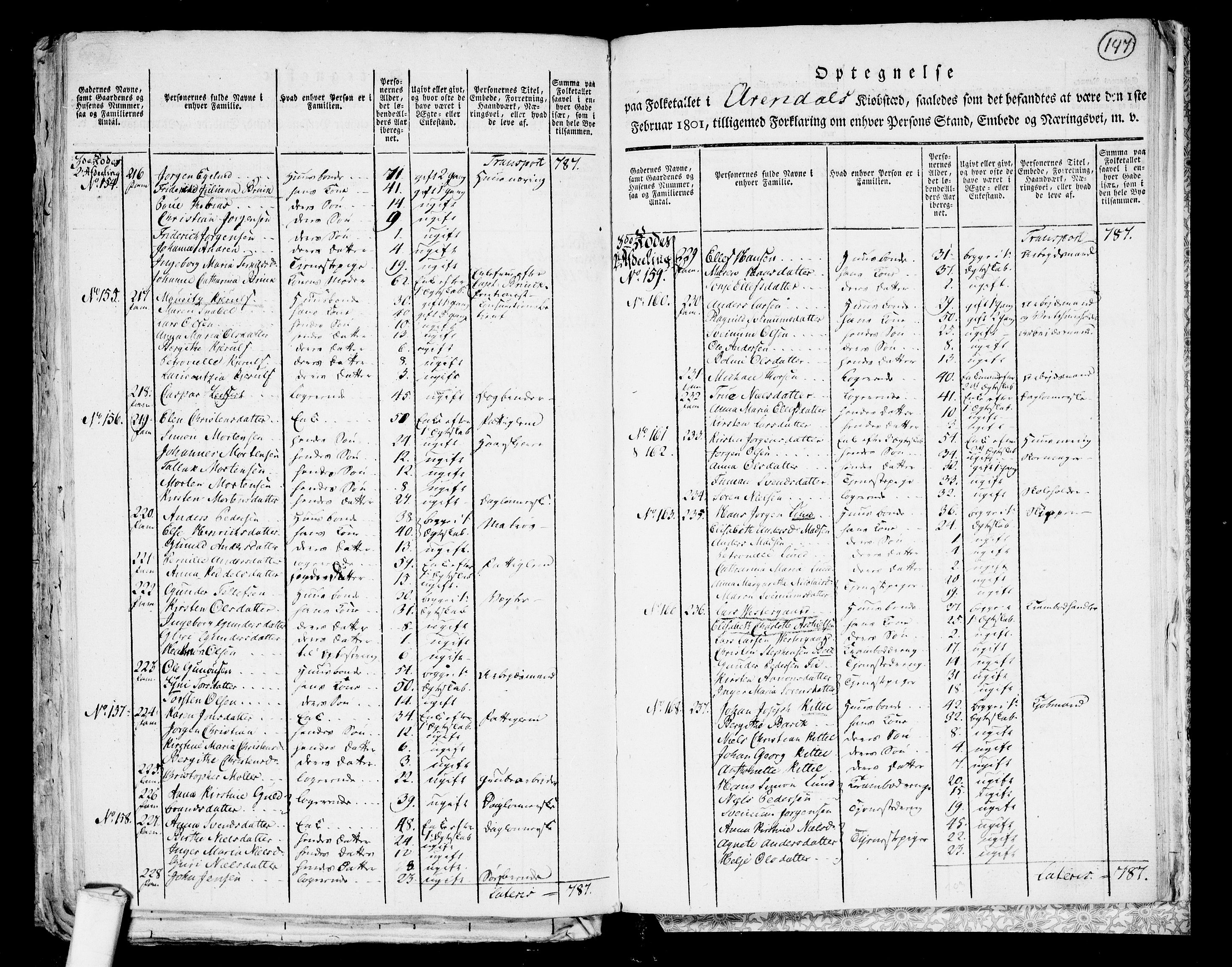 RA, 1801 census for 0903P Arendal, 1801, p. 146b-147a