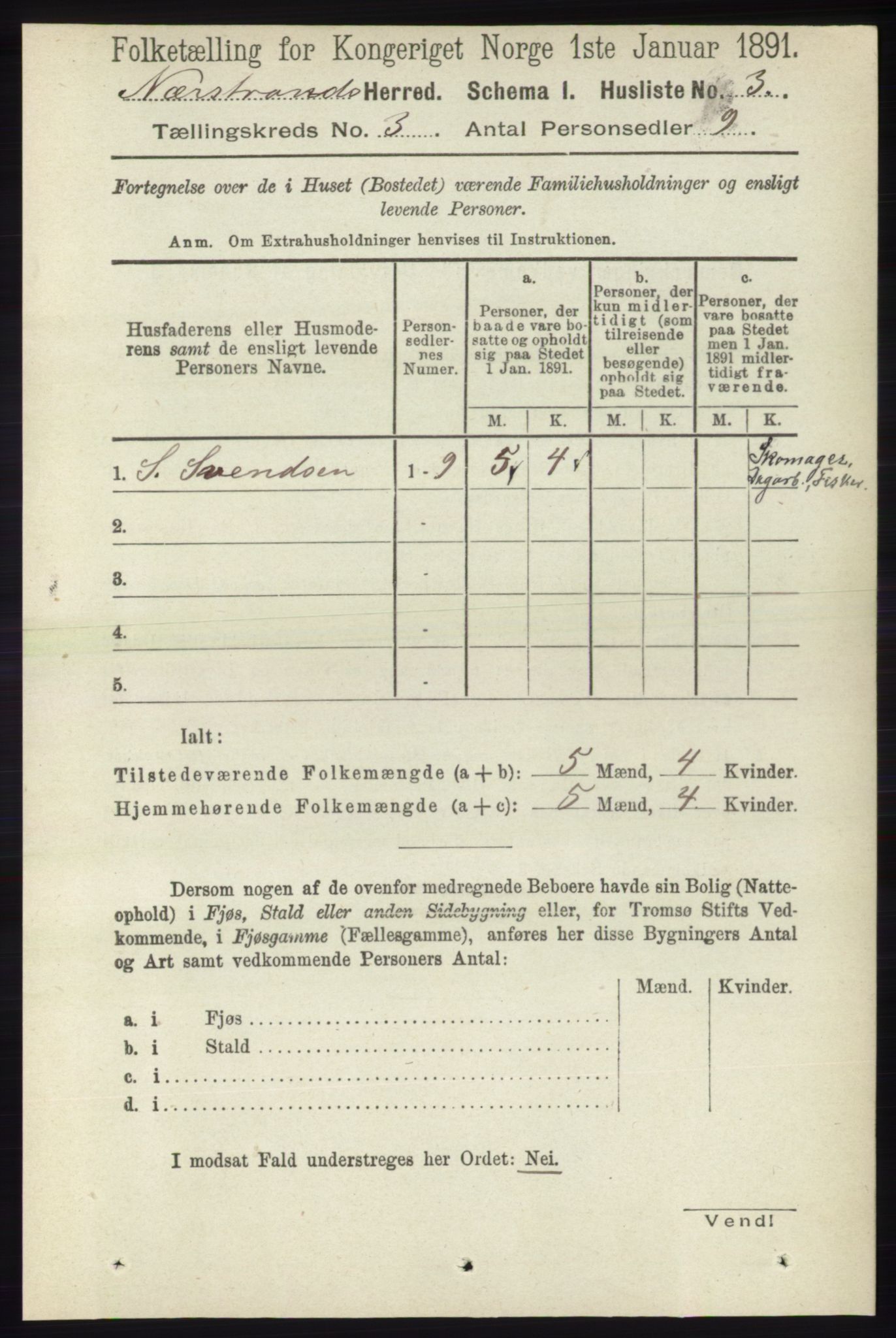 RA, 1891 census for 1139 Nedstrand, 1891, p. 417