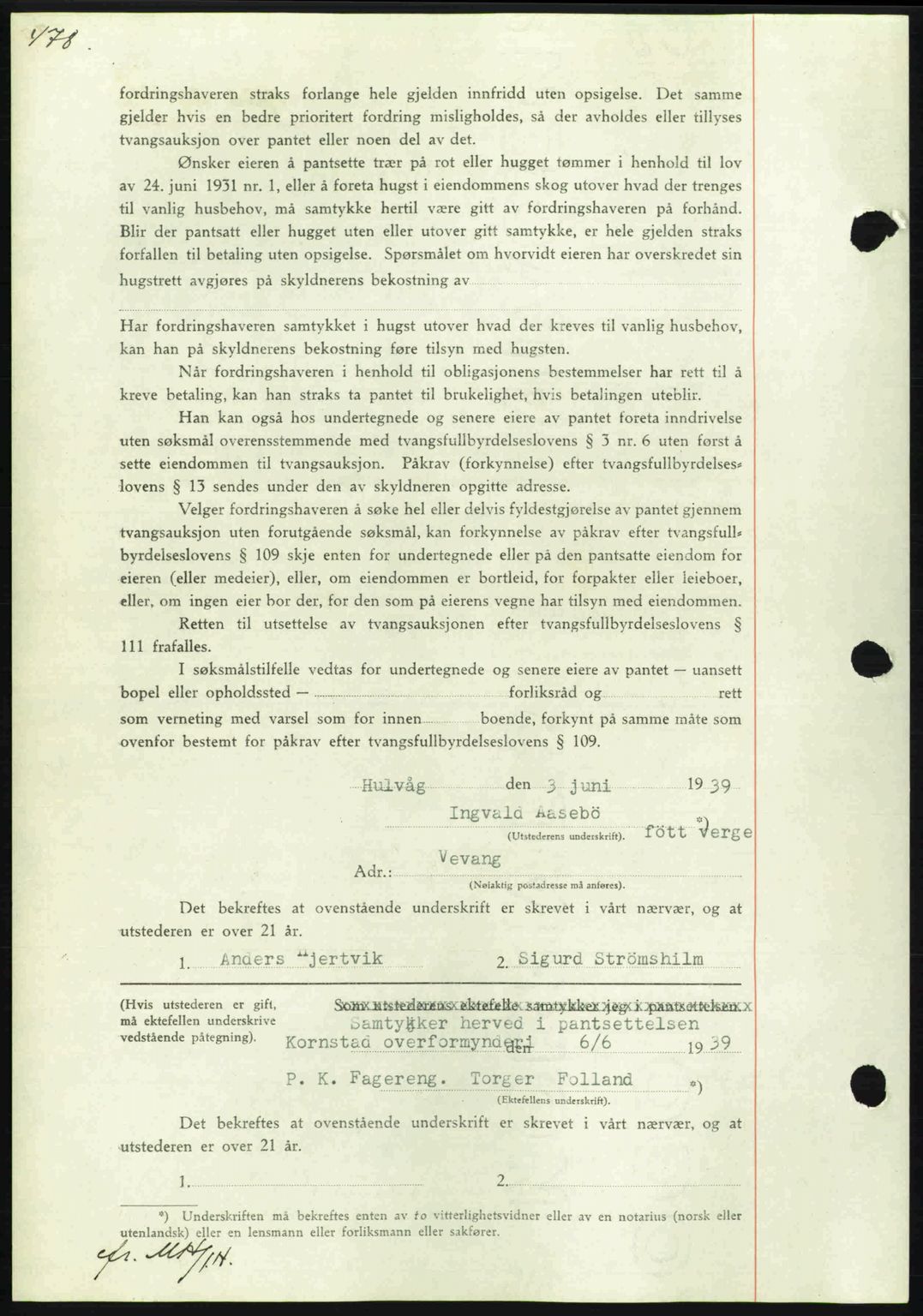 Nordmøre sorenskriveri, AV/SAT-A-4132/1/2/2Ca: Mortgage book no. B85, 1939-1939, Diary no: : 1723/1939