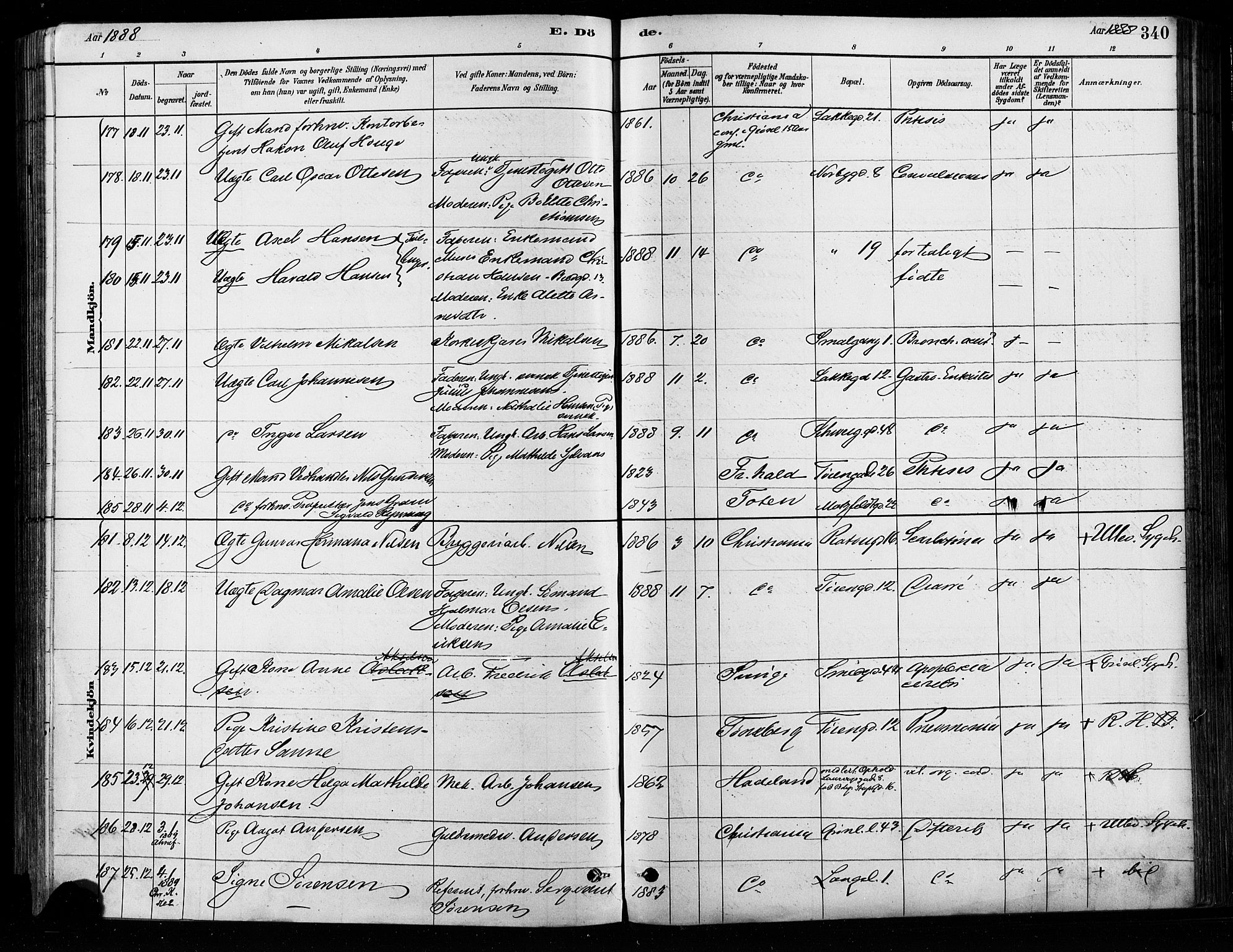 Grønland prestekontor Kirkebøker, AV/SAO-A-10848/F/Fa/L0008: Parish register (official) no. 8, 1881-1893, p. 340