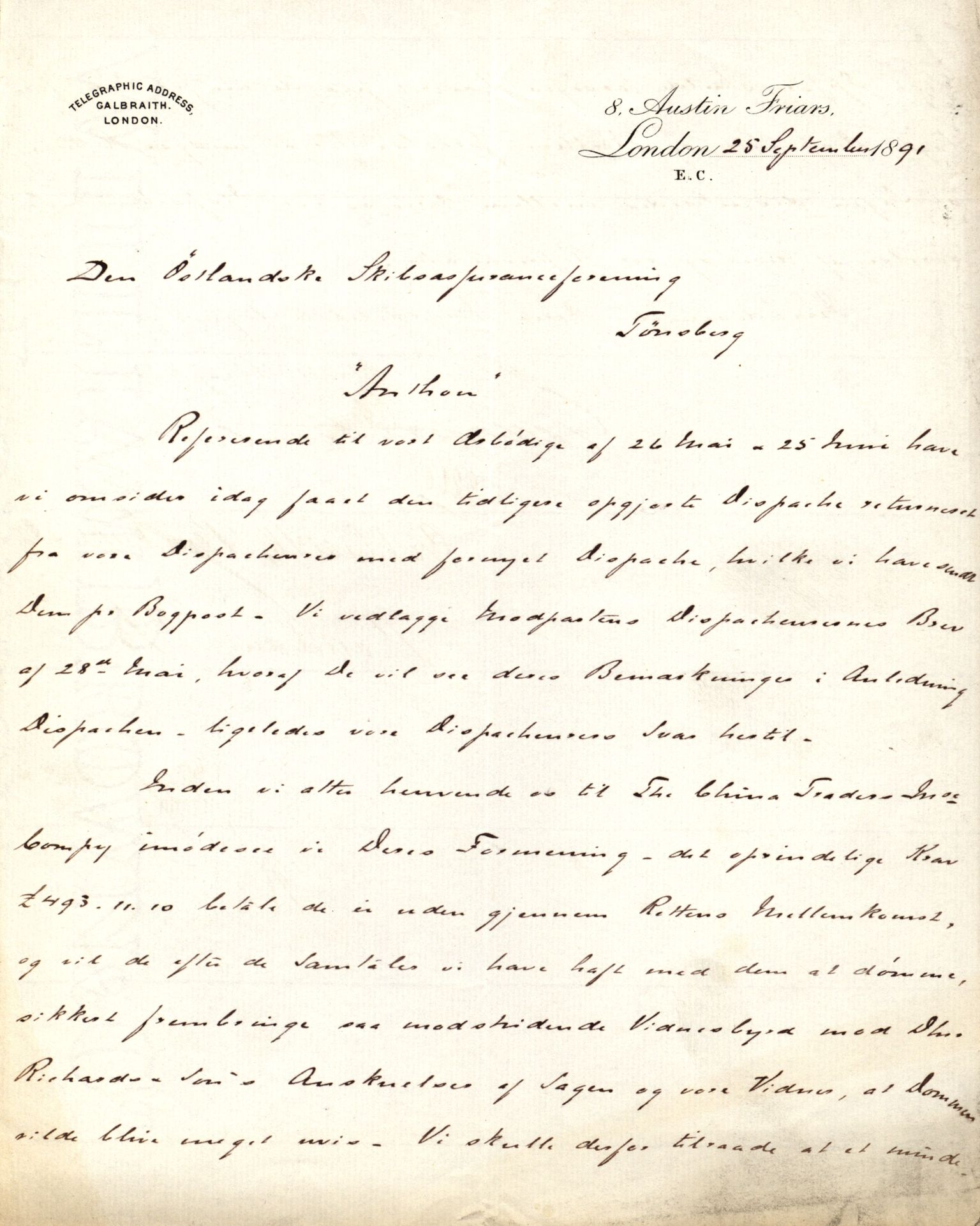 Pa 63 - Østlandske skibsassuranceforening, VEMU/A-1079/G/Ga/L0020/0003: Havaridokumenter / Anton, Diamant, Templar, Finn, Eliezer, Arctic, 1887, p. 79