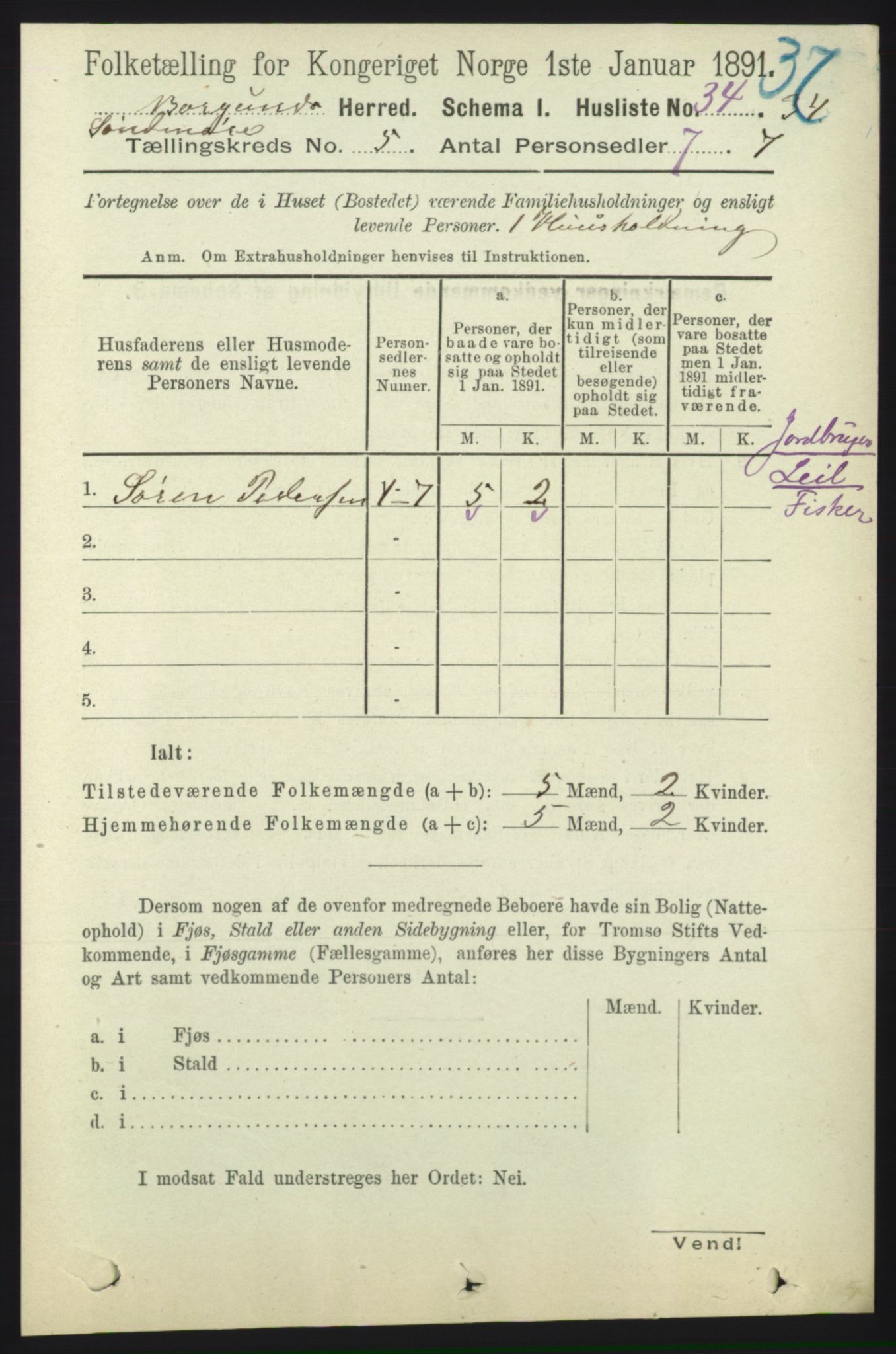 RA, 1891 census for 1531 Borgund, 1891, p. 1254