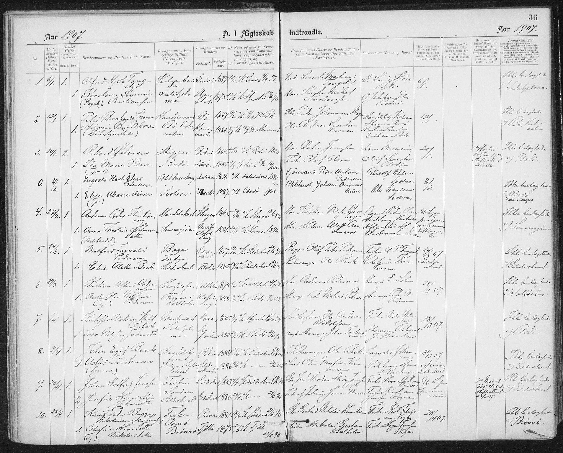 Ministerialprotokoller, klokkerbøker og fødselsregistre - Nordland, SAT/A-1459/801/L0012: Parish register (official) no. 801A12, 1900-1916, p. 36