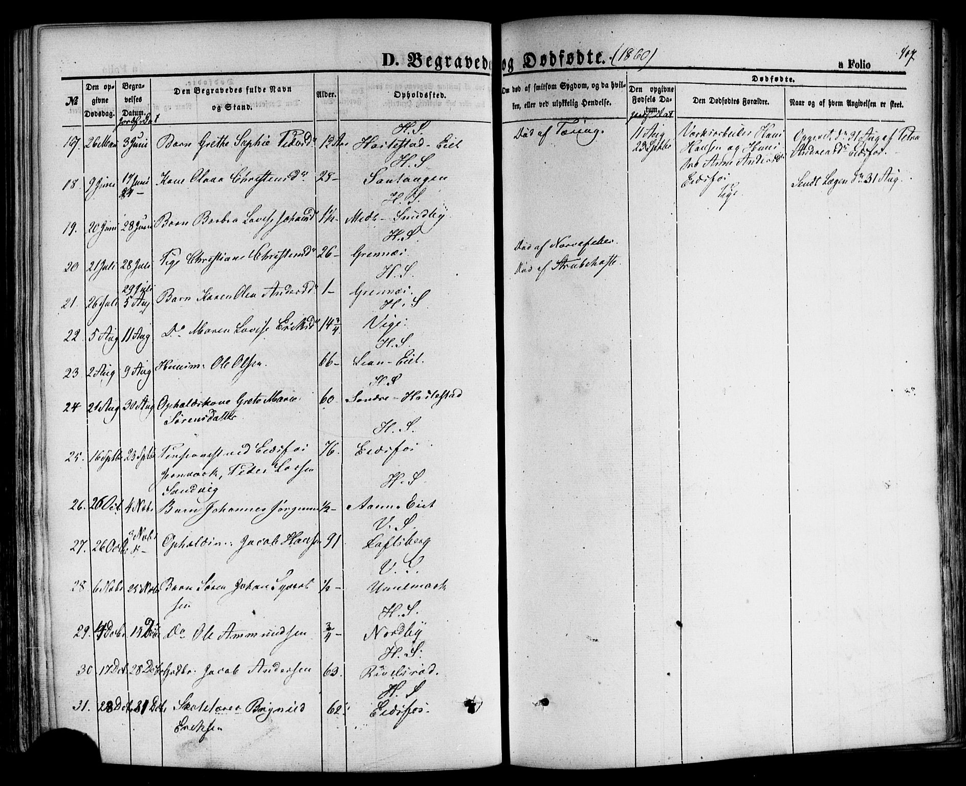 Hof kirkebøker, AV/SAKO-A-64/F/Fa/L0006: Parish register (official) no. I 6, 1851-1877, p. 407