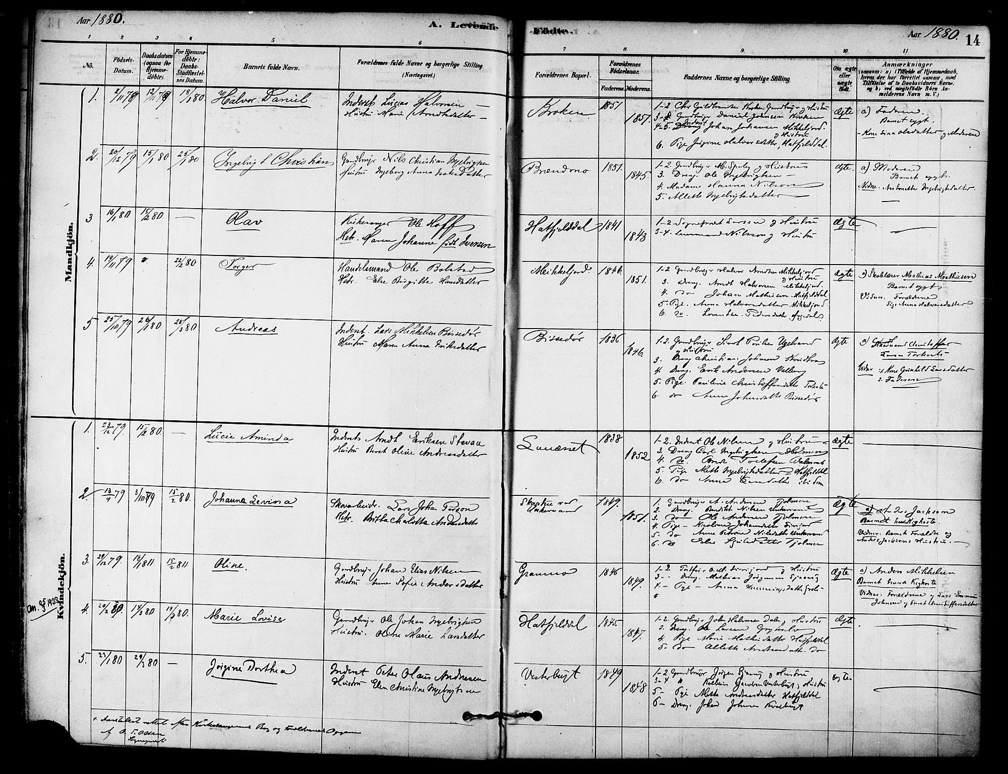 Ministerialprotokoller, klokkerbøker og fødselsregistre - Nordland, AV/SAT-A-1459/823/L0325: Parish register (official) no. 823A02, 1878-1898, p. 14