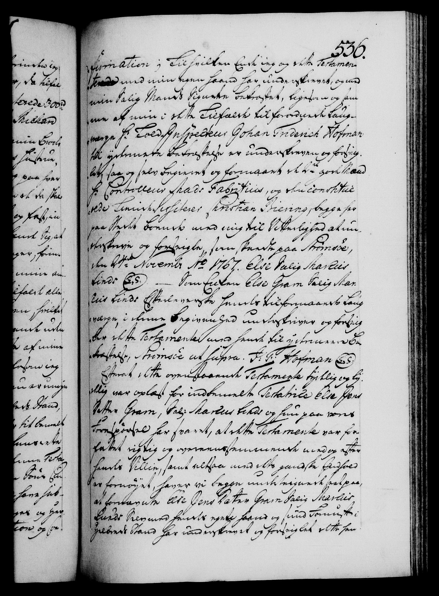 Danske Kanselli 1572-1799, AV/RA-EA-3023/F/Fc/Fca/Fcaa/L0043: Norske registre, 1766-1768, p. 536a