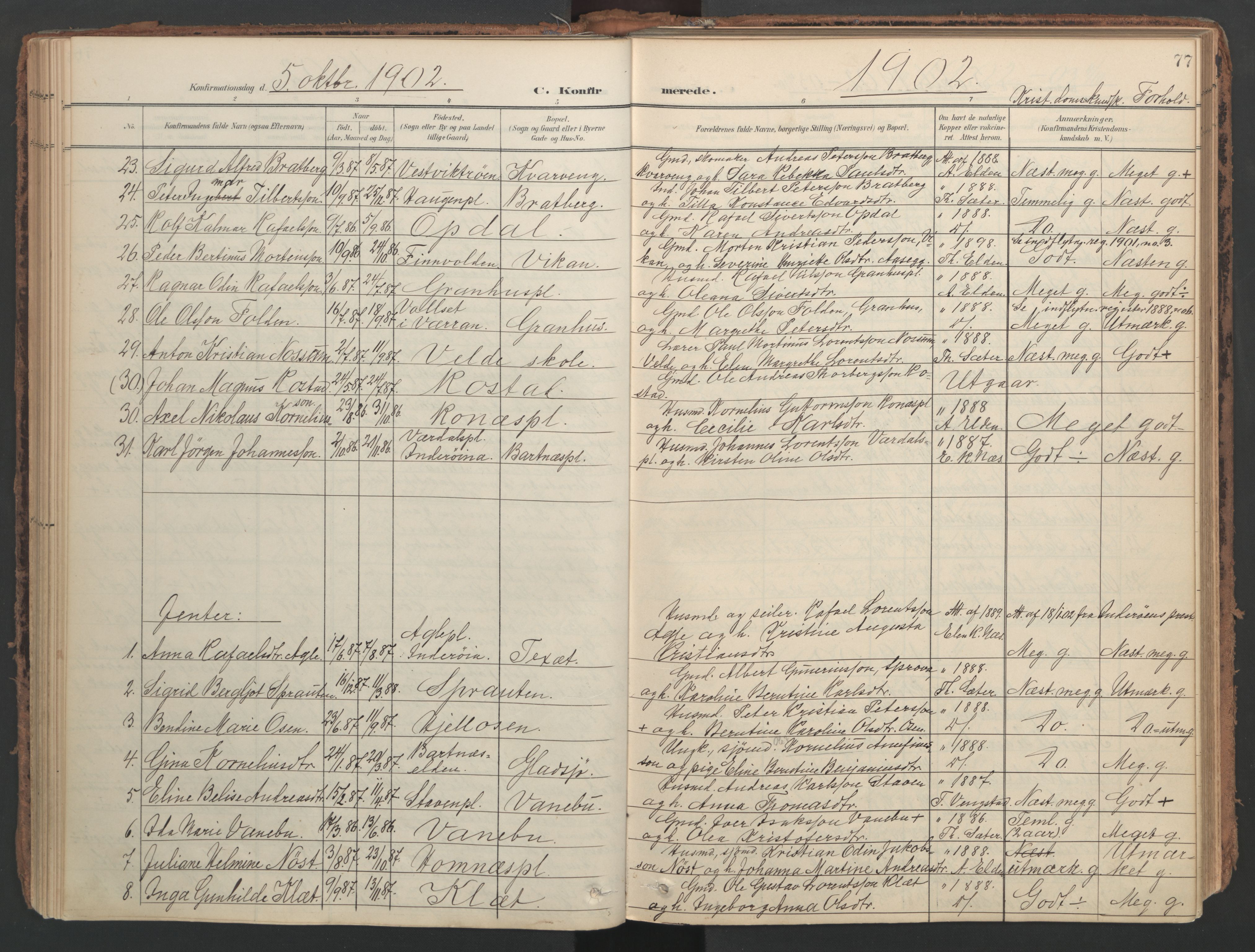 Ministerialprotokoller, klokkerbøker og fødselsregistre - Nord-Trøndelag, SAT/A-1458/741/L0397: Parish register (official) no. 741A11, 1901-1911, p. 77