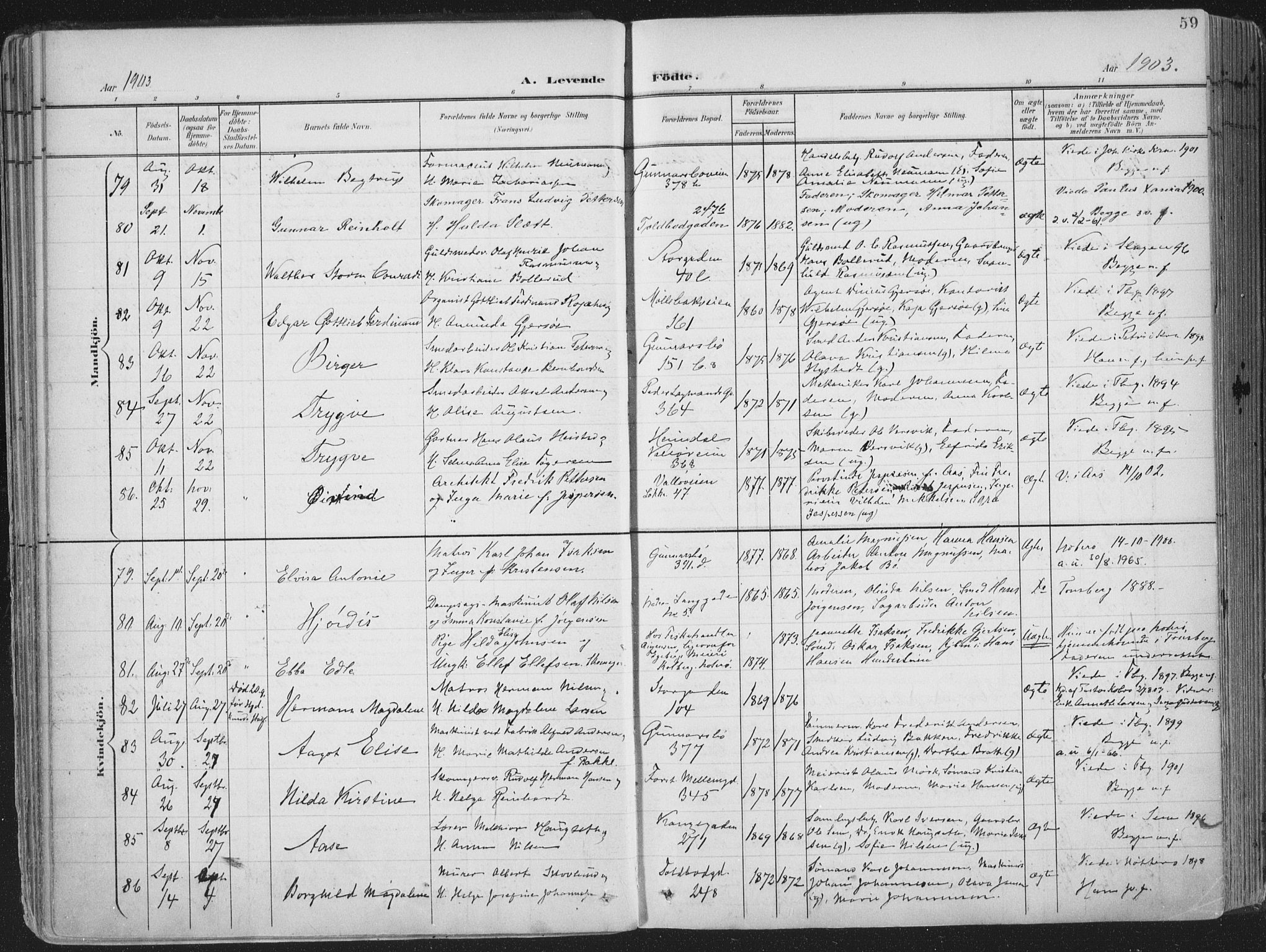 Tønsberg kirkebøker, SAKO/A-330/F/Fa/L0014: Parish register (official) no. I 14, 1900-1913, p. 59