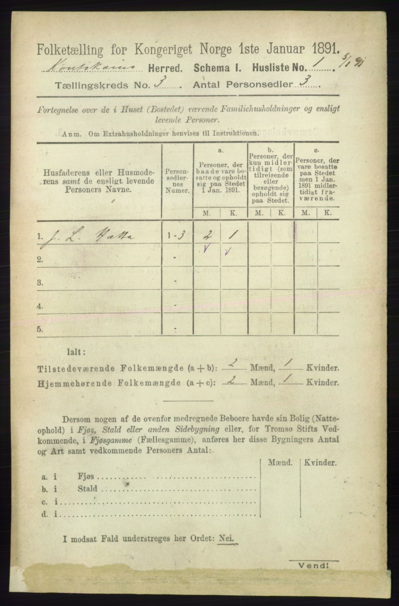 RA, 1891 census for 2011 Kautokeino, 1891, p. 647