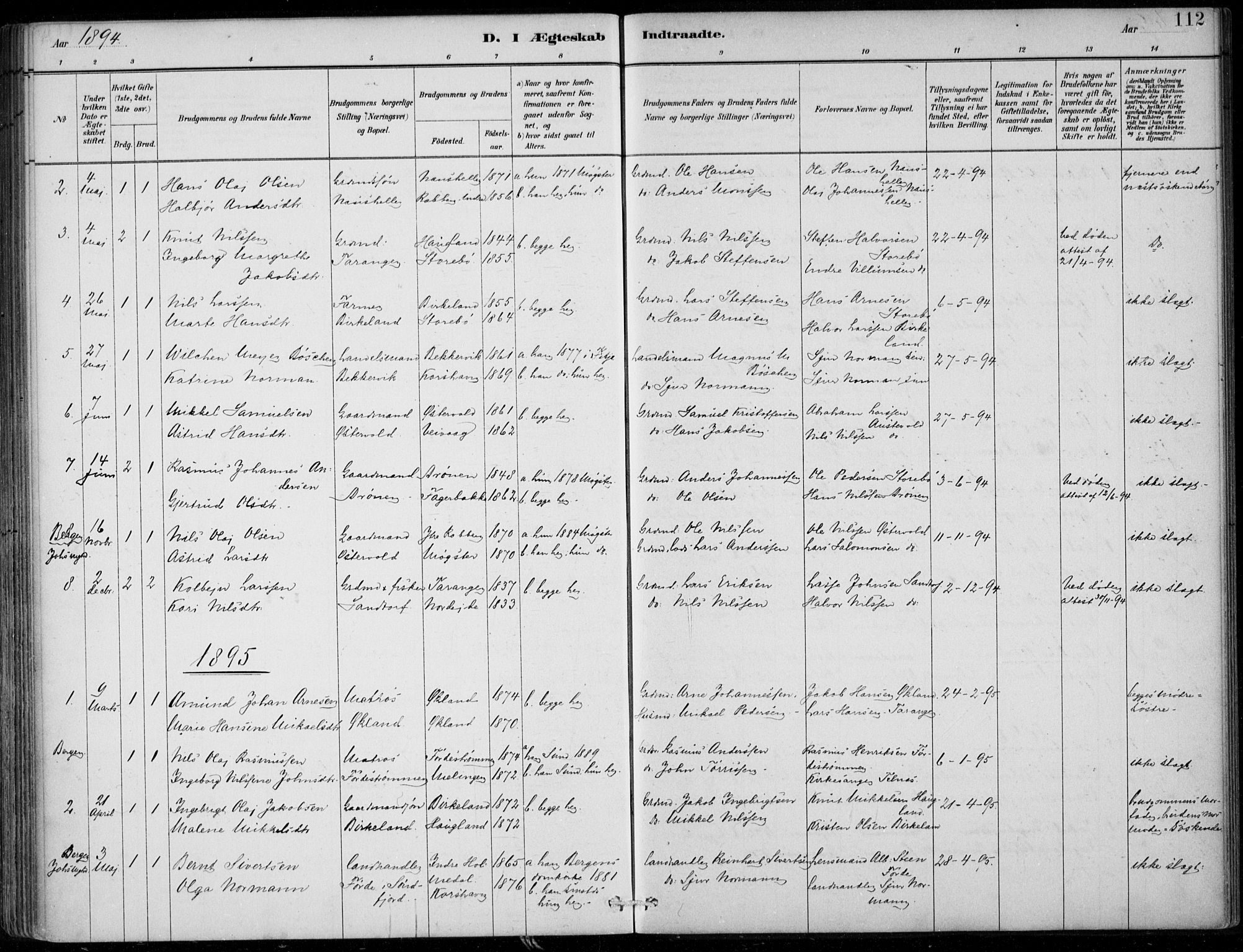 Sund sokneprestembete, SAB/A-99930: Parish register (official) no. C  1, 1882-1899, p. 112
