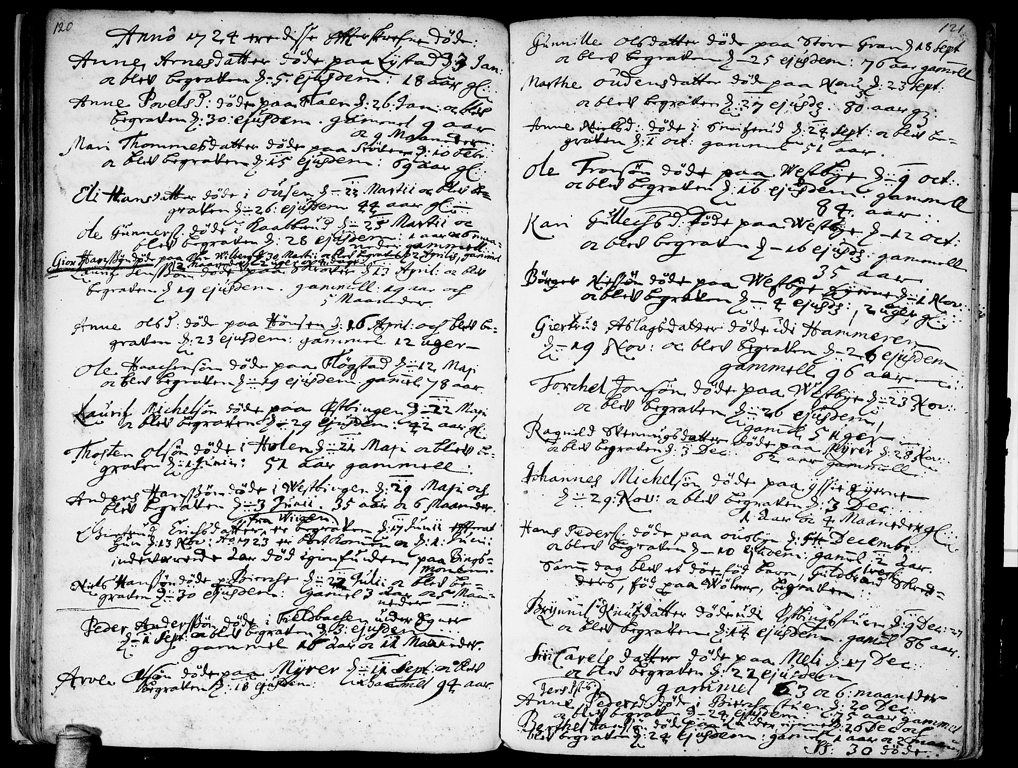 Sørum prestekontor Kirkebøker, AV/SAO-A-10303/F/Fa/L0001: Parish register (official) no. I 1, 1710-1730, p. 120-121