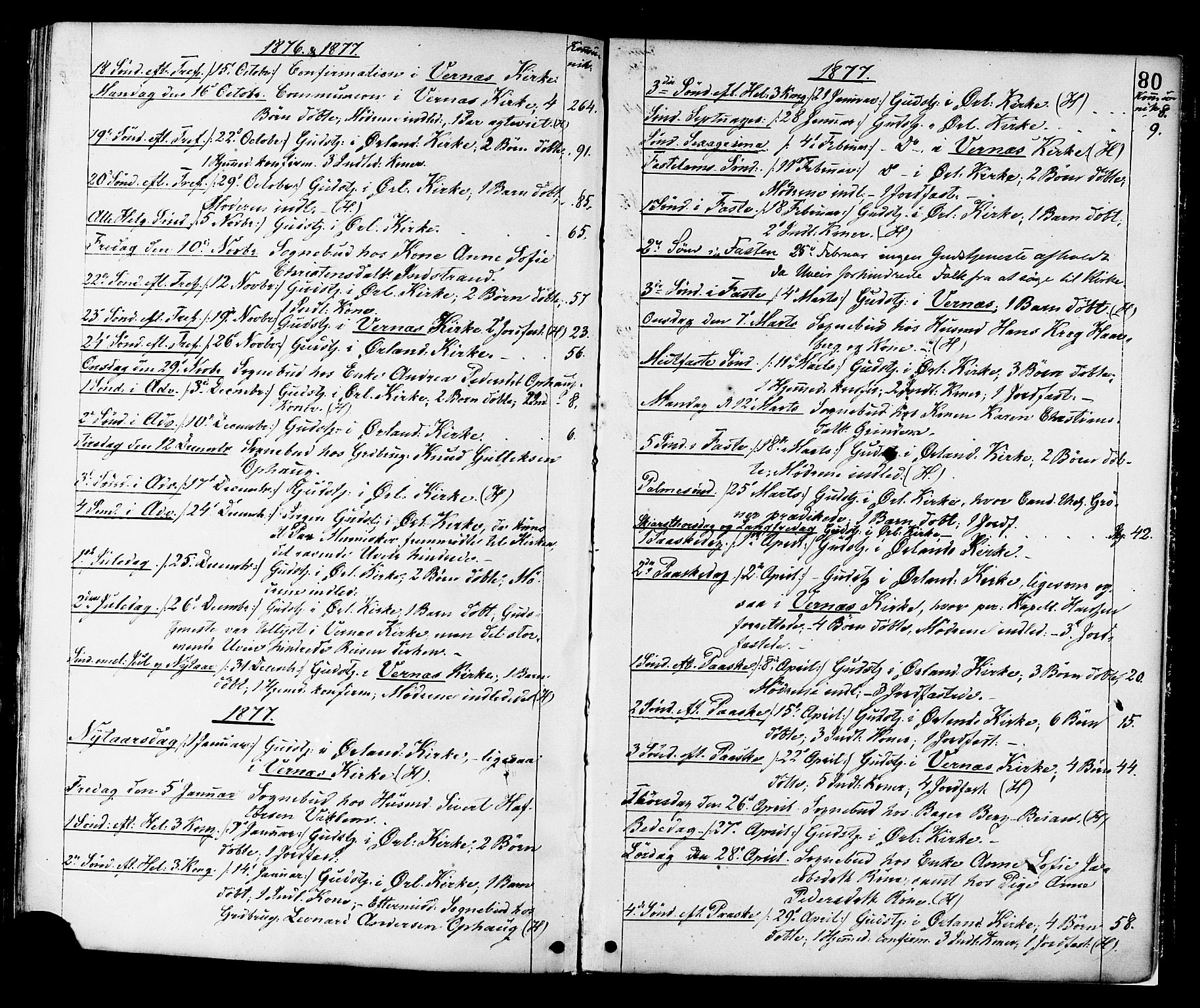 Ministerialprotokoller, klokkerbøker og fødselsregistre - Sør-Trøndelag, AV/SAT-A-1456/659/L0738: Parish register (official) no. 659A08, 1876-1878, p. 80