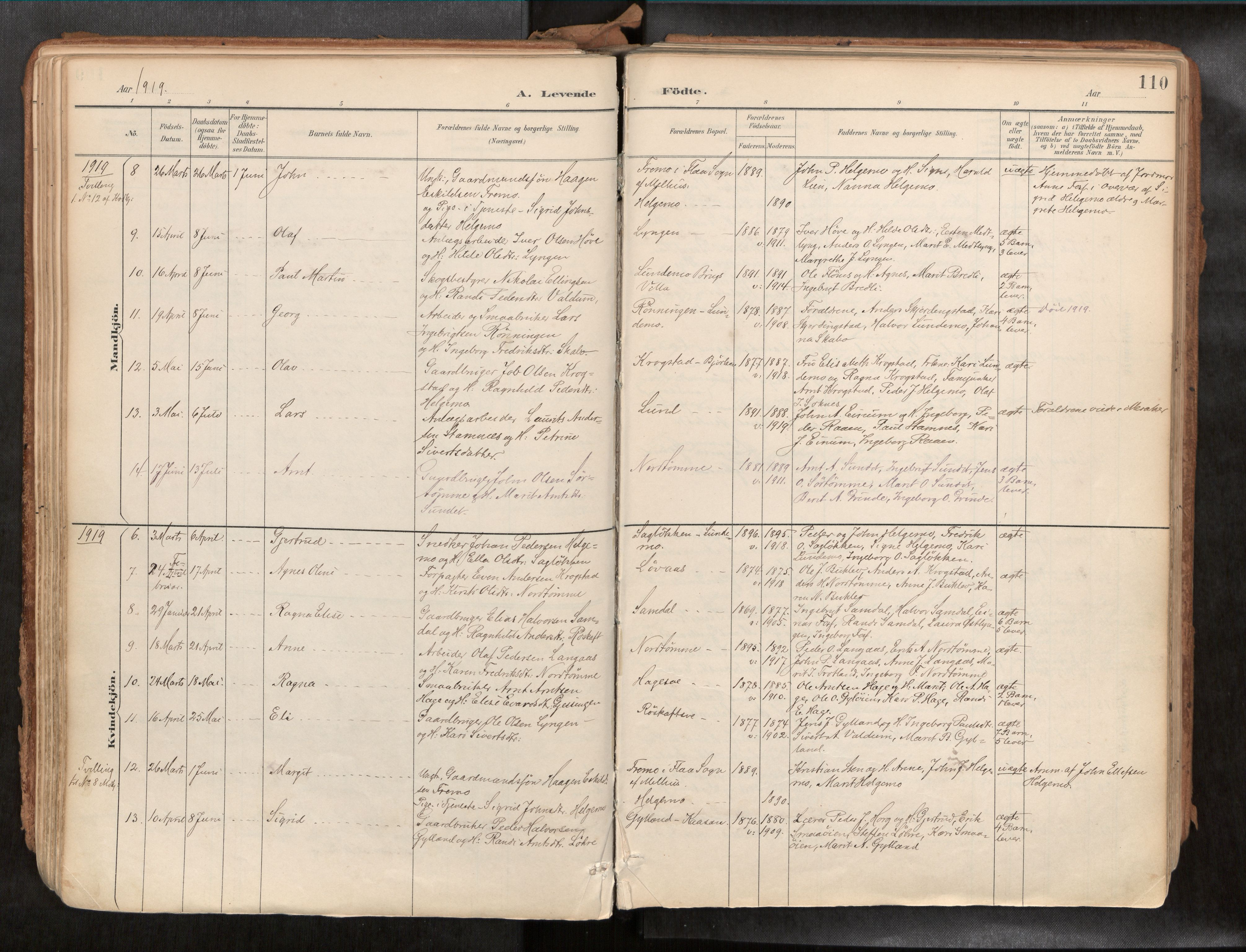 Ministerialprotokoller, klokkerbøker og fødselsregistre - Sør-Trøndelag, SAT/A-1456/692/L1105b: Parish register (official) no. 692A06, 1891-1934, p. 110