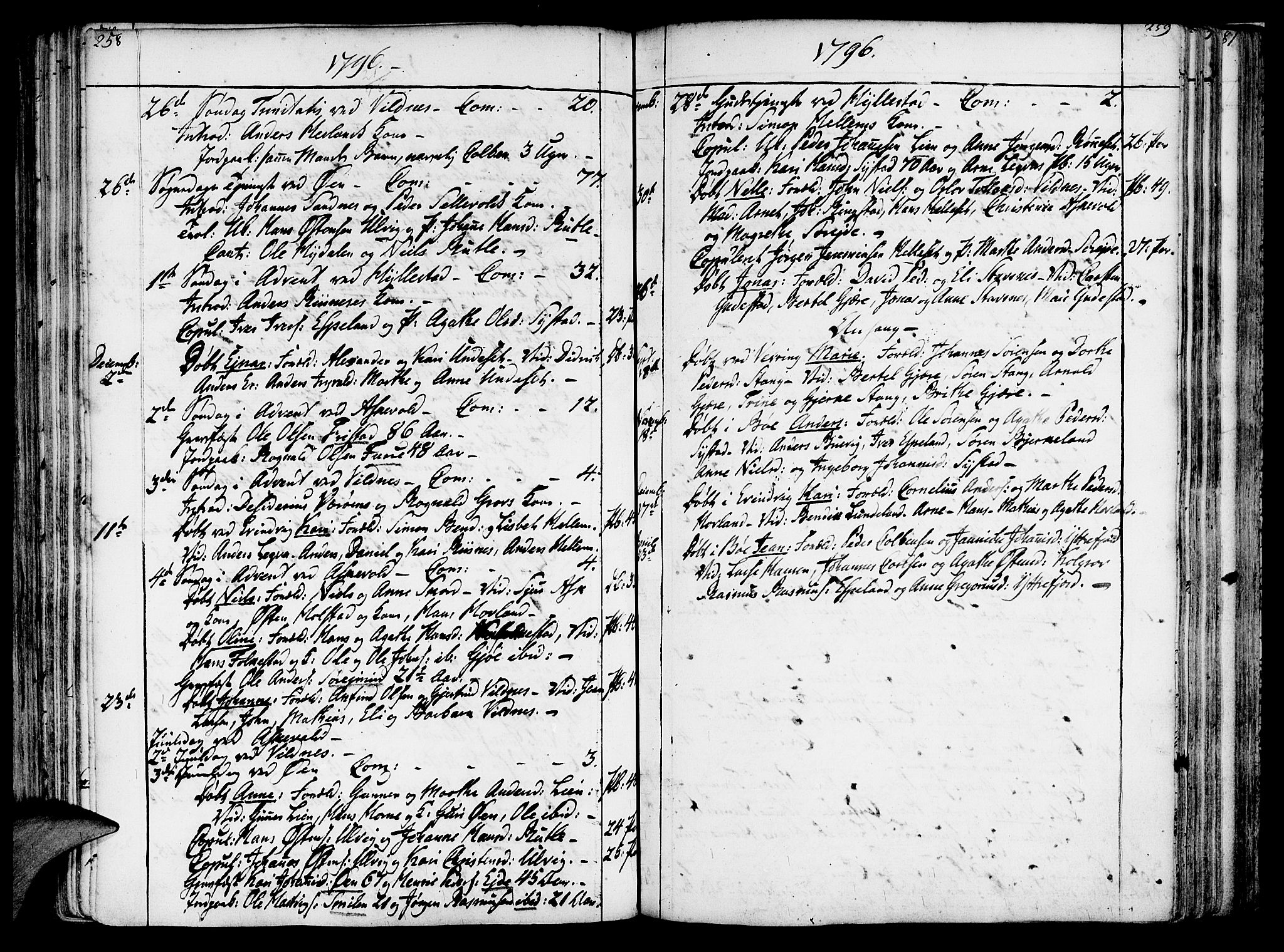 Askvoll sokneprestembete, SAB/A-79501/H/Haa/Haaa/L0009: Parish register (official) no. A 9, 1776-1821, p. 258-259