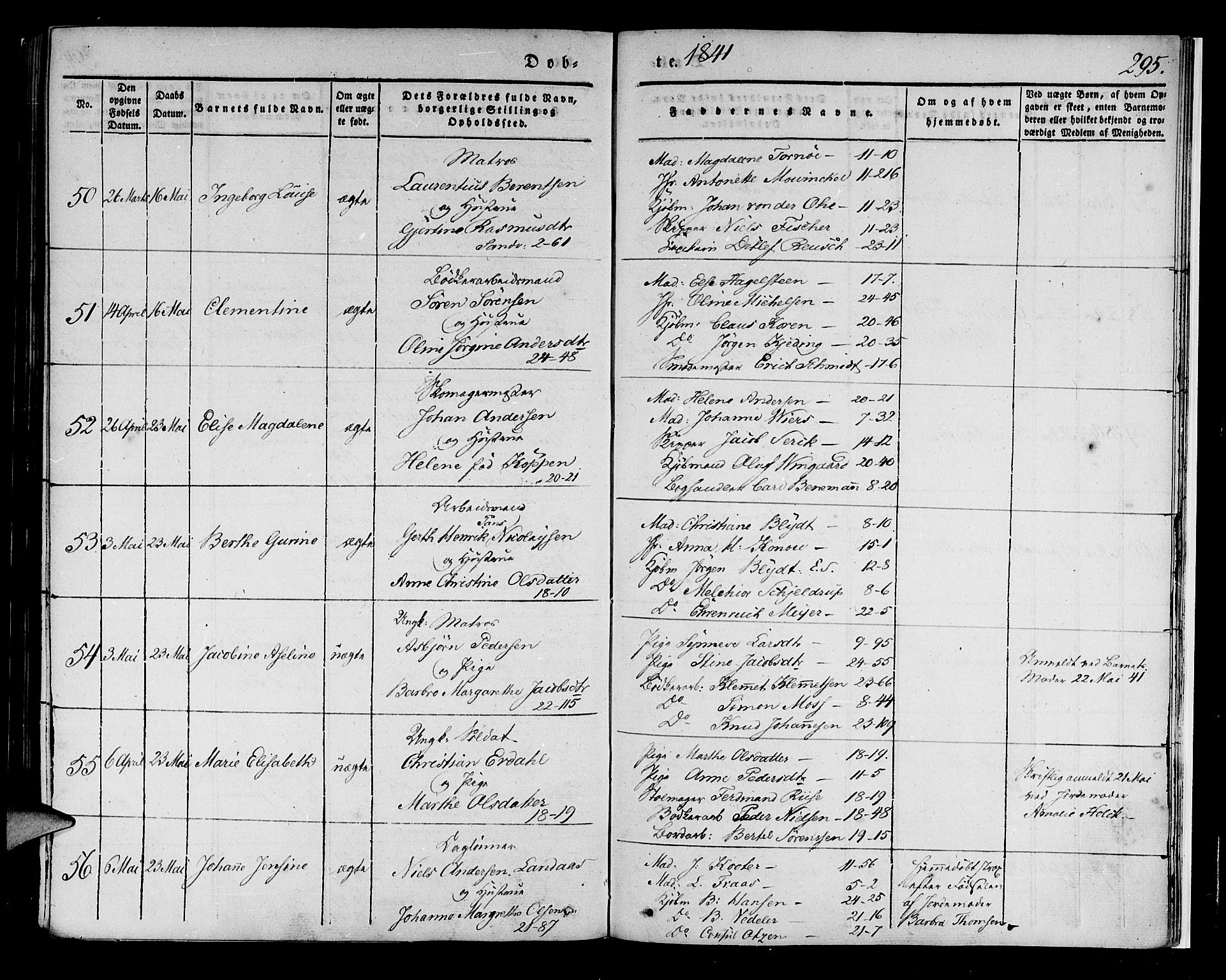 Korskirken sokneprestembete, SAB/A-76101/H/Haa/L0015: Parish register (official) no. B 1, 1833-1841, p. 295