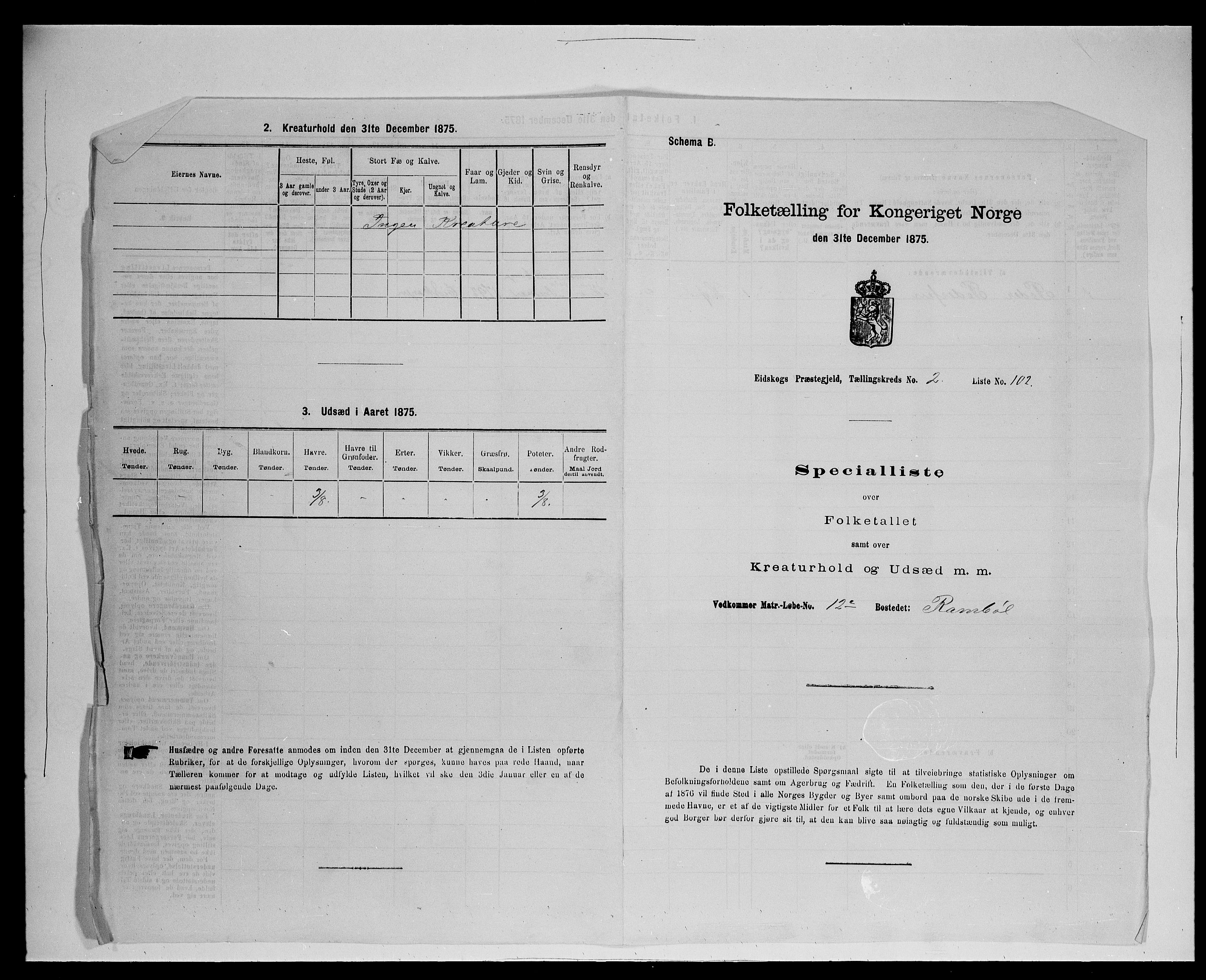 SAH, 1875 census for 0420P Eidskog, 1875, p. 466