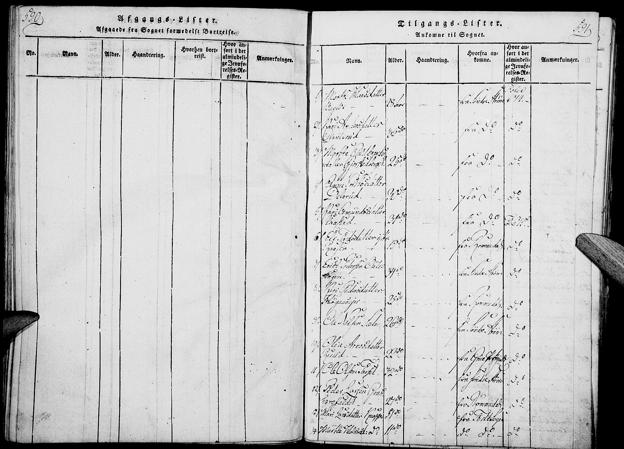 Nord-Odal prestekontor, SAH/PREST-032/H/Ha/Haa/L0001: Parish register (official) no. 1, 1819-1838, p. 590-591