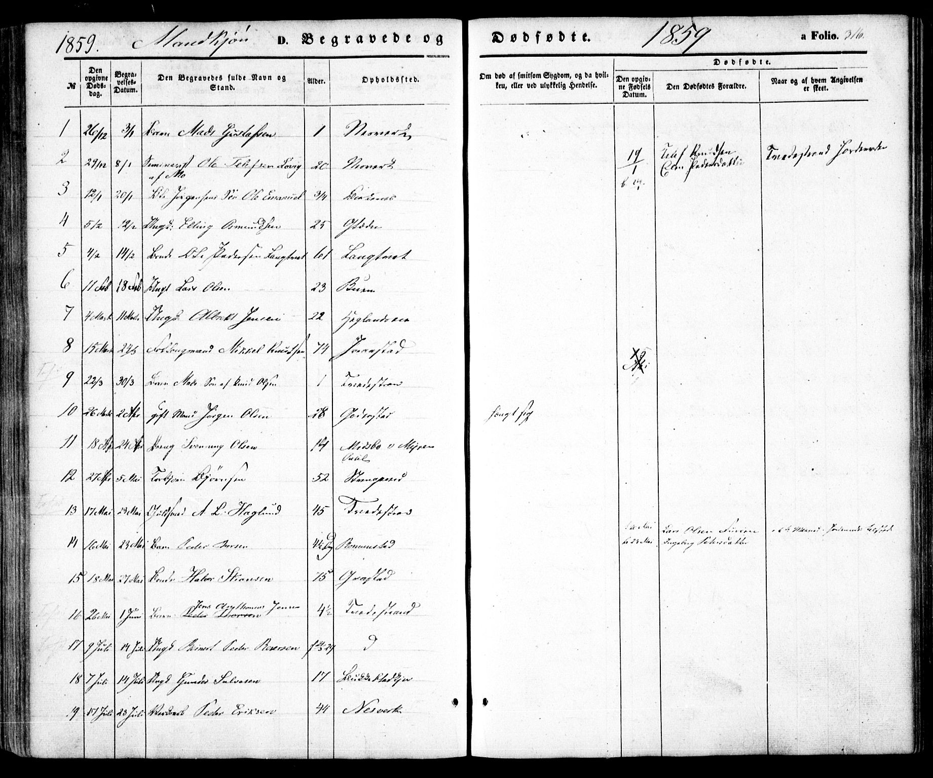 Holt sokneprestkontor, SAK/1111-0021/F/Fa/L0008: Parish register (official) no. A 8, 1849-1860, p. 316