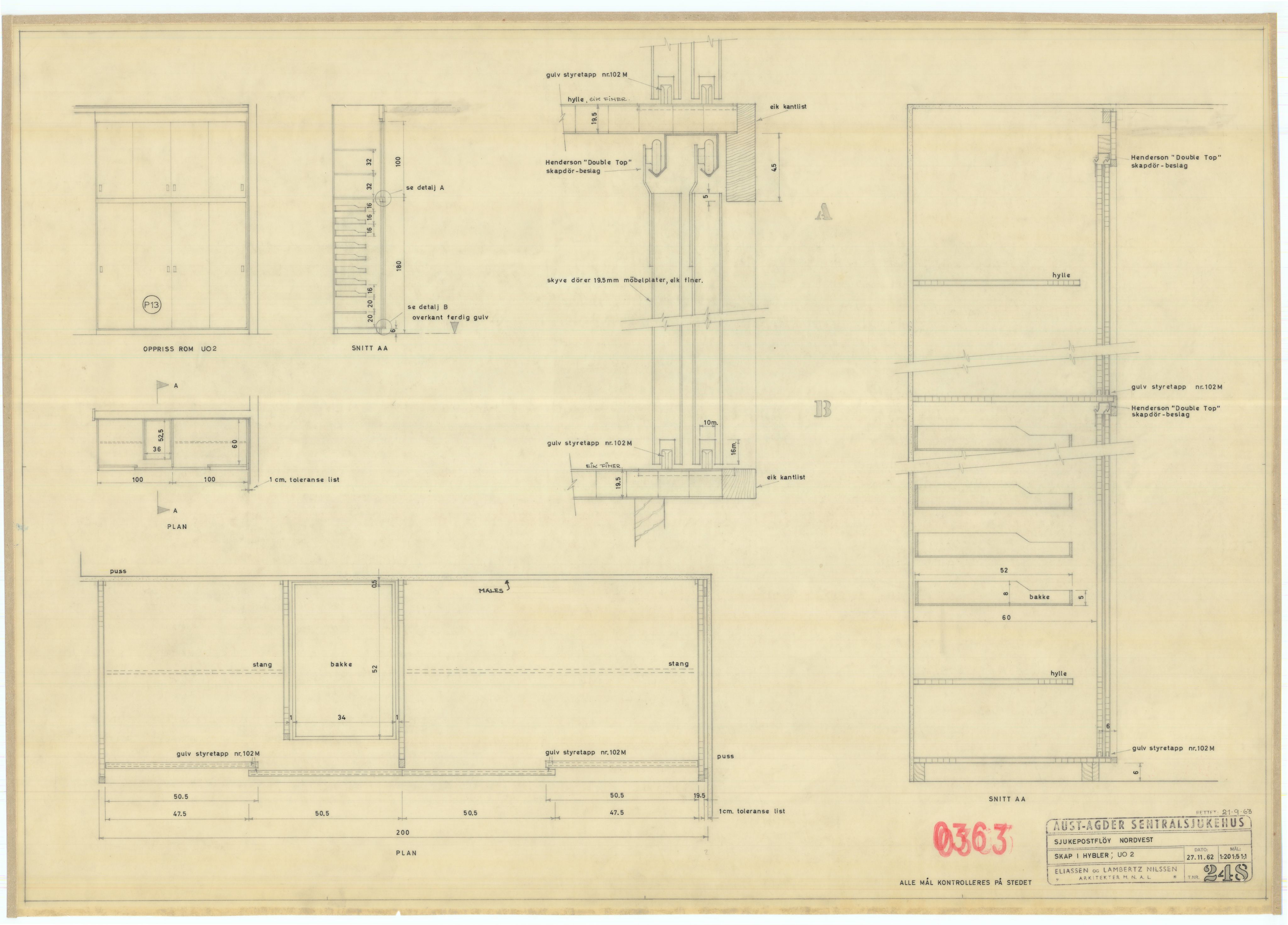 Eliassen og Lambertz-Nilssen Arkitekter, AAKS/PA-2983/T/T01/L0003: Tegningskogger 0363, 1960-1966, p. 8