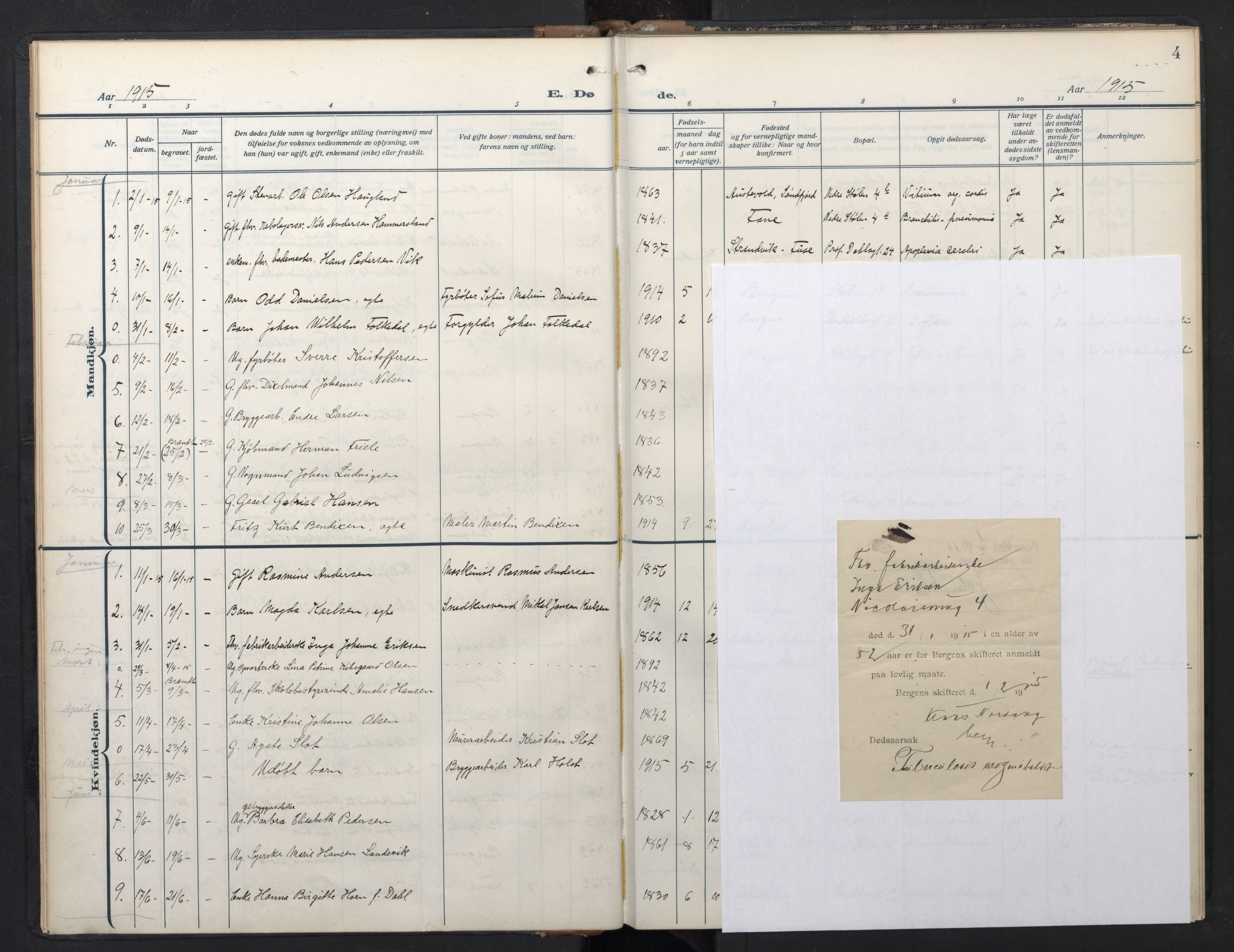 Mariakirken Sokneprestembete, SAB/A-76901/H/Hab/L0013: Parish register (copy) no. A 13, 1914-1953, p. 4b-5a