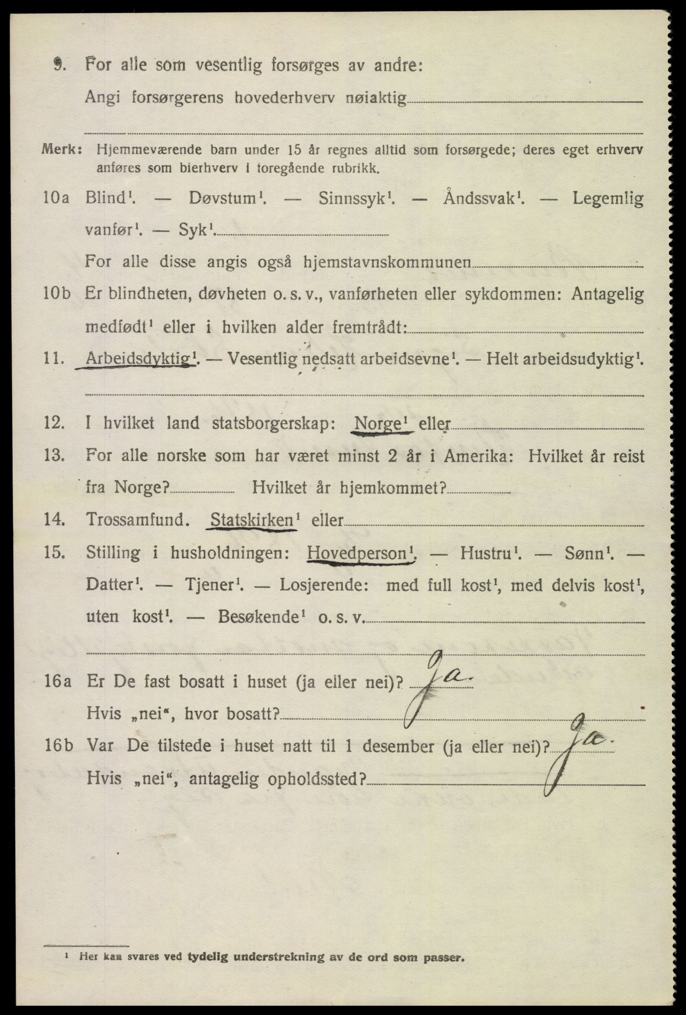 SAK, 1920 census for Birkenes, 1920, p. 3006