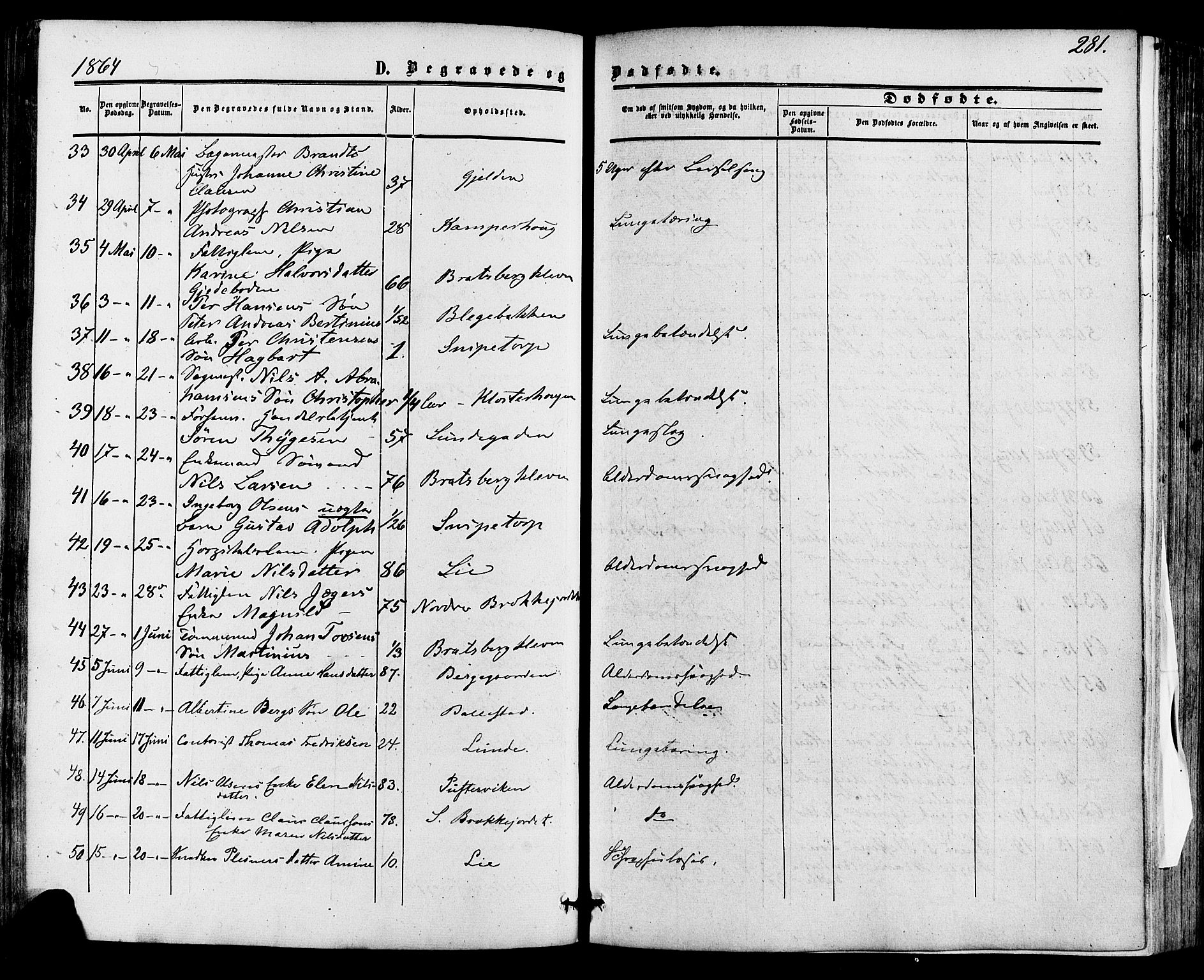 Skien kirkebøker, SAKO/A-302/F/Fa/L0007: Parish register (official) no. 7, 1856-1865, p. 281