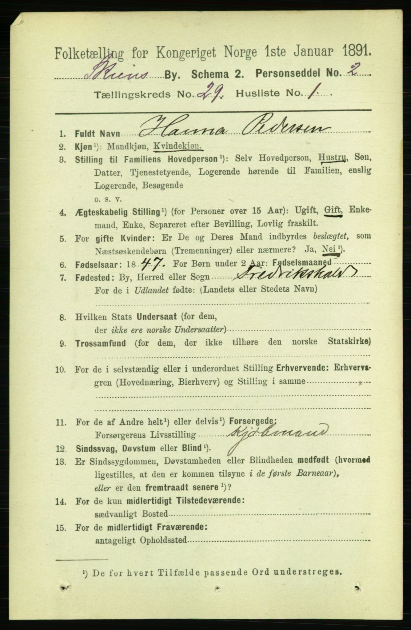 RA, 1891 census for 0806 Skien, 1891, p. 6694