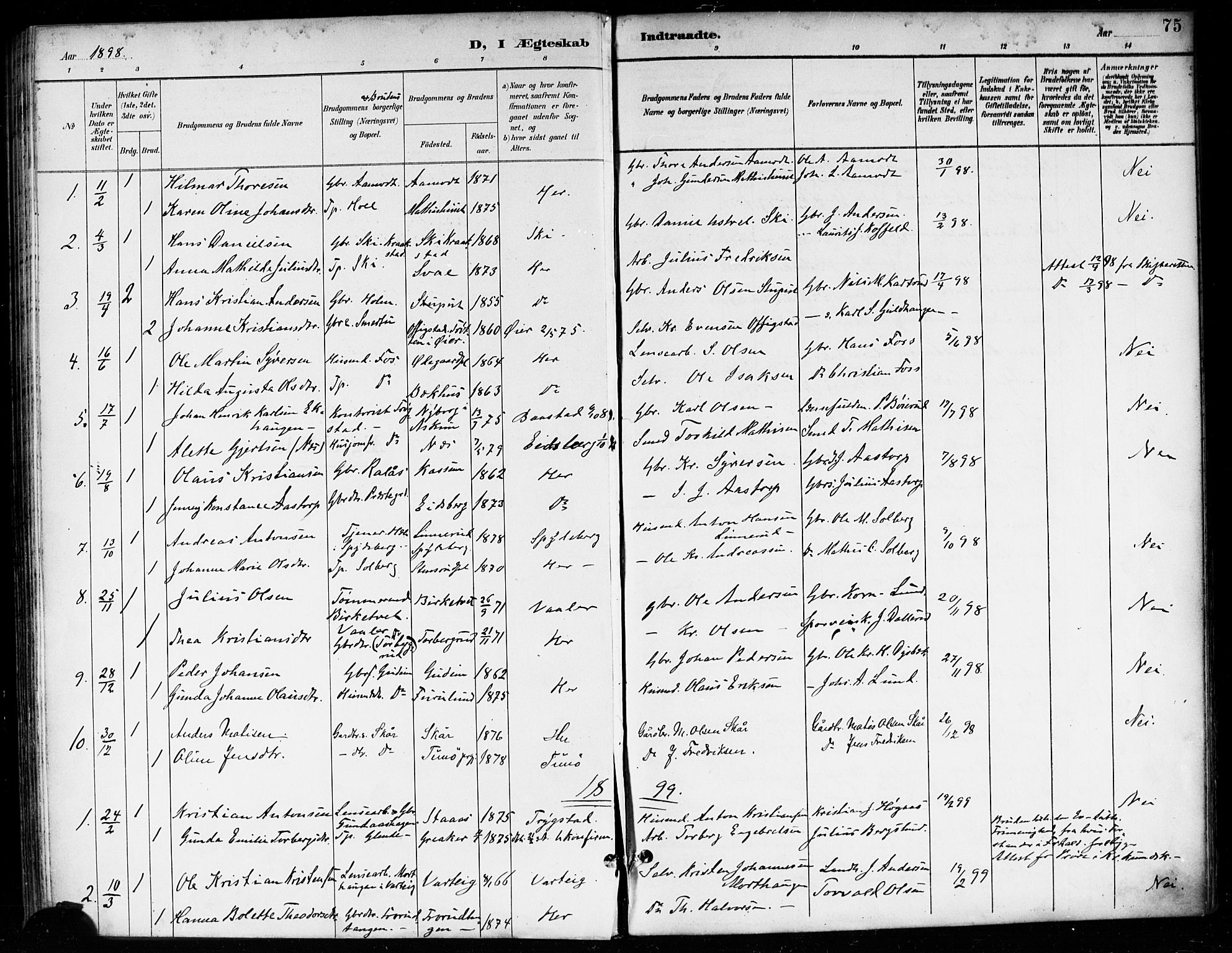 Skiptvet prestekontor Kirkebøker, SAO/A-20009/F/Fa/L0010: Parish register (official) no. 10, 1890-1900, p. 75