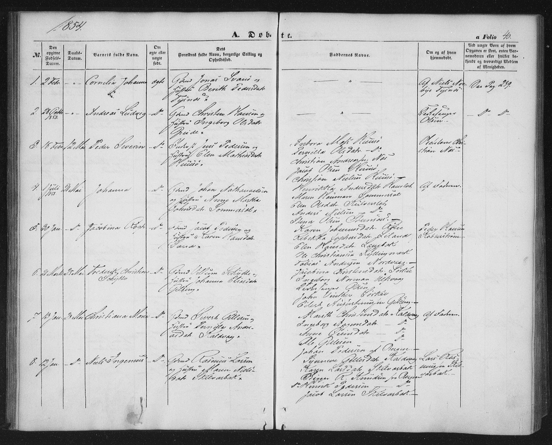 Ministerialprotokoller, klokkerbøker og fødselsregistre - Nordland, SAT/A-1459/859/L0844: Parish register (official) no. 859A04, 1849-1862, p. 40