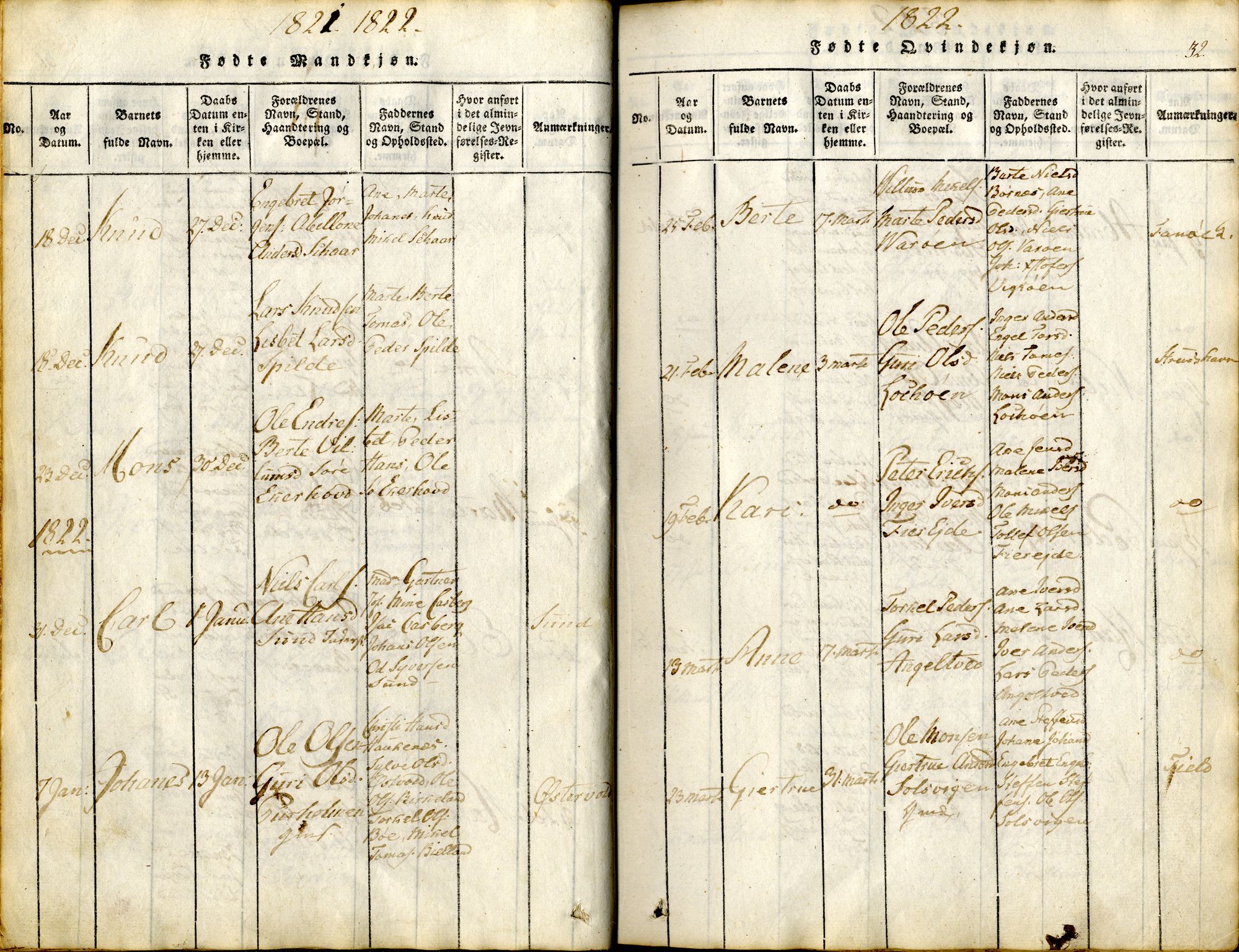 Sund sokneprestembete, AV/SAB-A-99930: Parish register (official) no. A 11, 1814-1825, p. 32