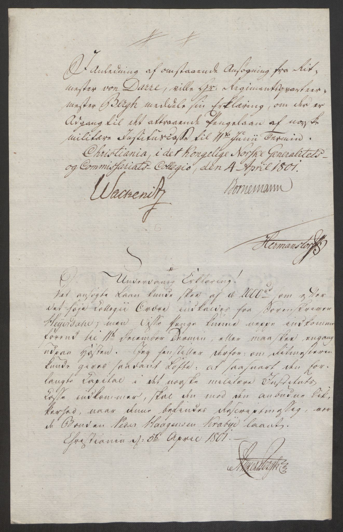 Forsvaret, Den norske kvesthuskasse/krigshospitalkasse, AV/RA-RAFA-1887/F/Fa/L0017: Innkomne brev:, 1782-1807, p. 516