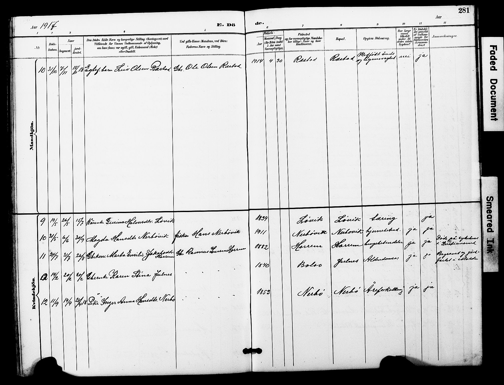 Ministerialprotokoller, klokkerbøker og fødselsregistre - Møre og Romsdal, AV/SAT-A-1454/560/L0725: Parish register (copy) no. 560C02, 1895-1930, p. 281