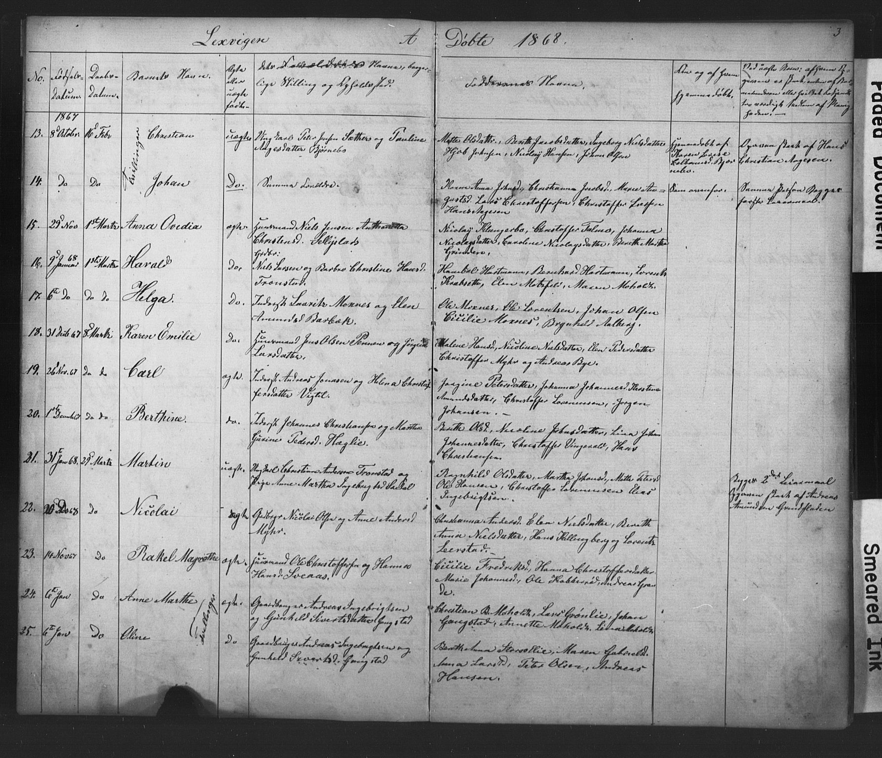 Ministerialprotokoller, klokkerbøker og fødselsregistre - Nord-Trøndelag, AV/SAT-A-1458/701/L0018: Parish register (copy) no. 701C02, 1868-1872, p. 3