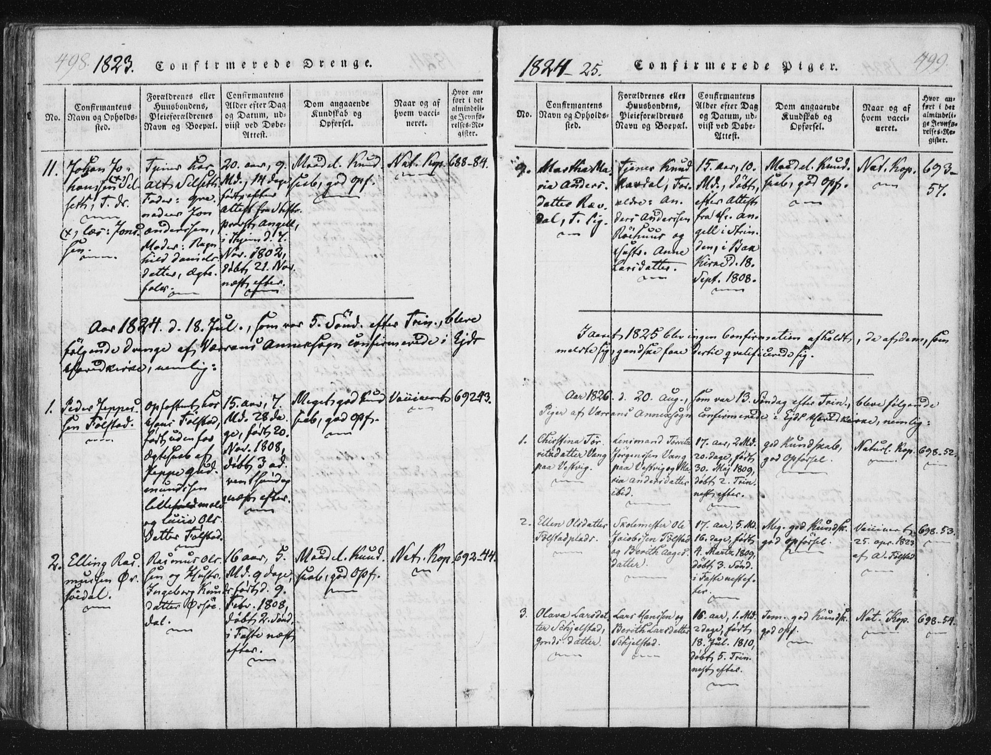 Ministerialprotokoller, klokkerbøker og fødselsregistre - Nord-Trøndelag, SAT/A-1458/744/L0417: Parish register (official) no. 744A01, 1817-1842, p. 498-499